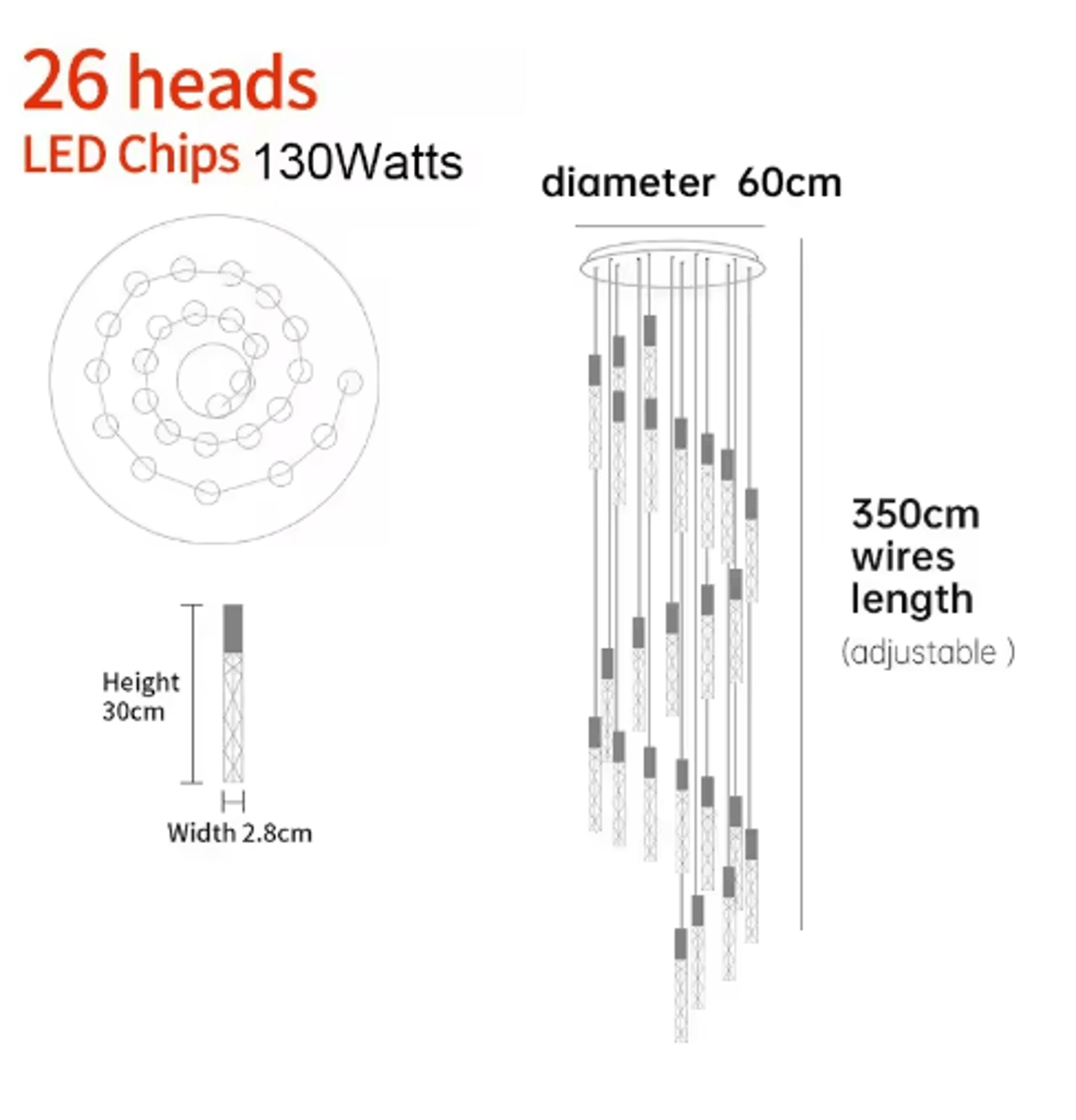 Luxury Crystal Spiral LED Chandelier  High Ceiling Staircase Pendant Light 8