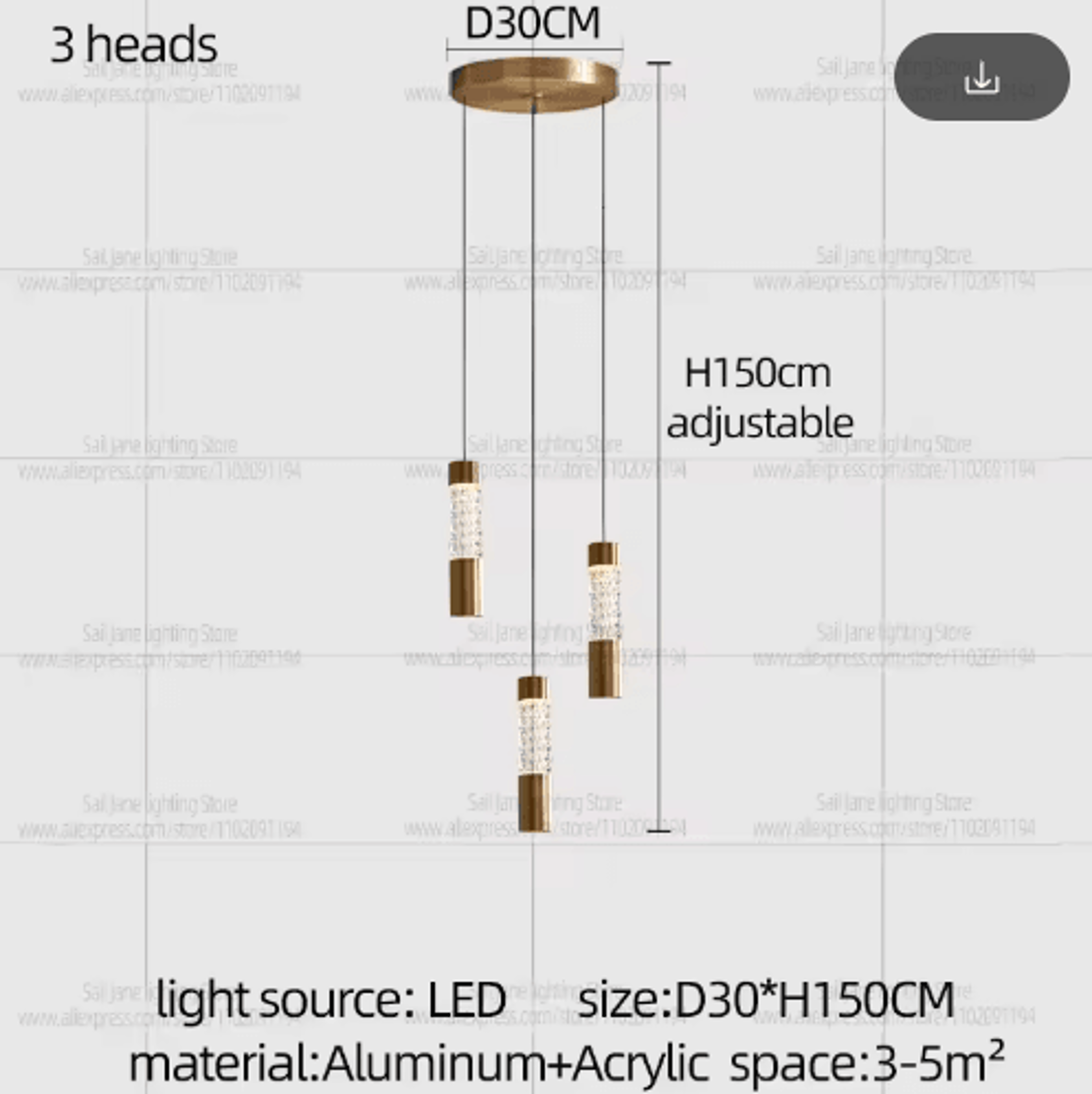 Modern Luxury Gold Cylinder Chandelier  Elegant Staircase Pendant Light 9