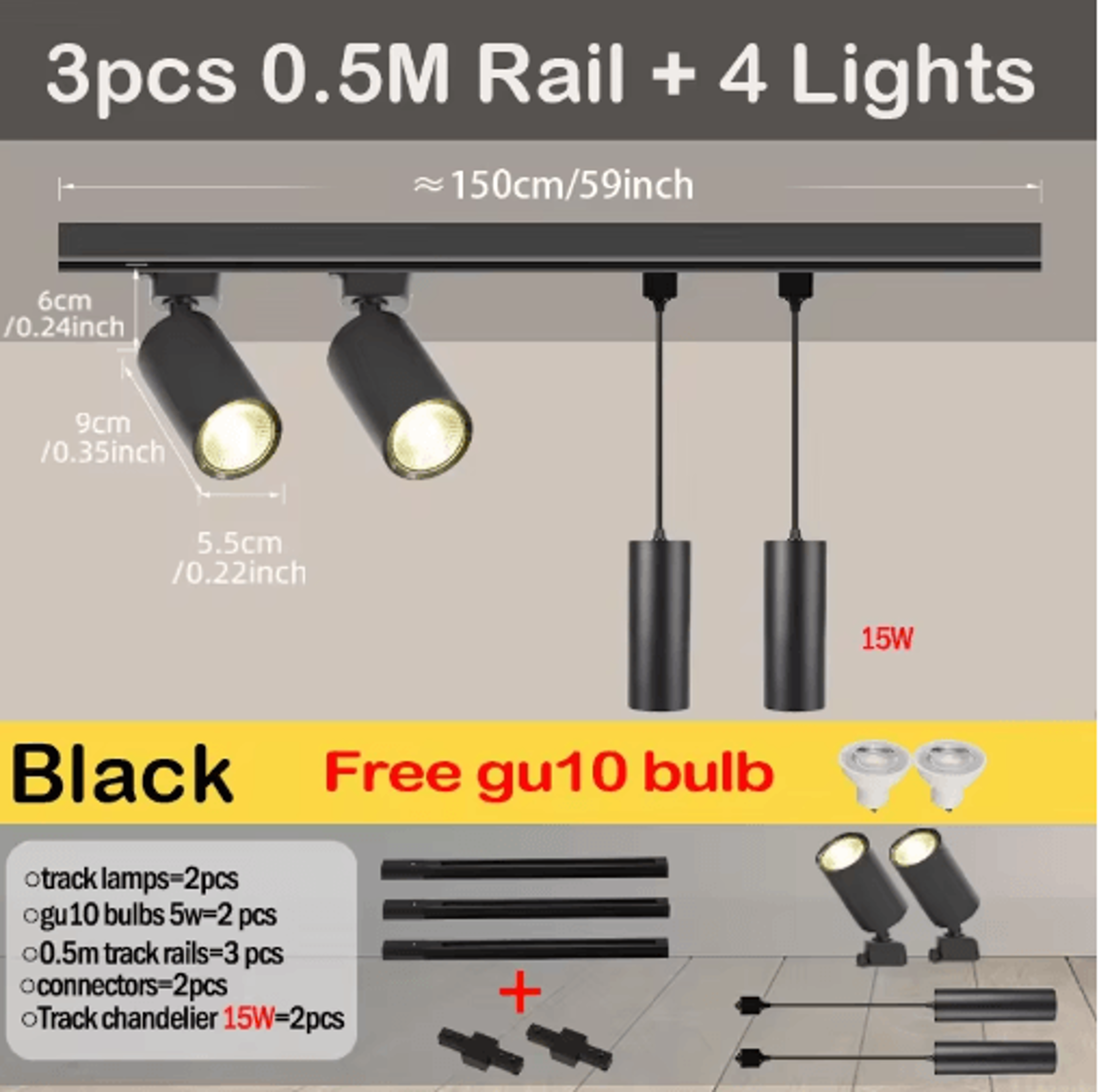 110V GU10 LED Track Lighting Set  Ceiling Rail Spotlights For Home  Shop 18