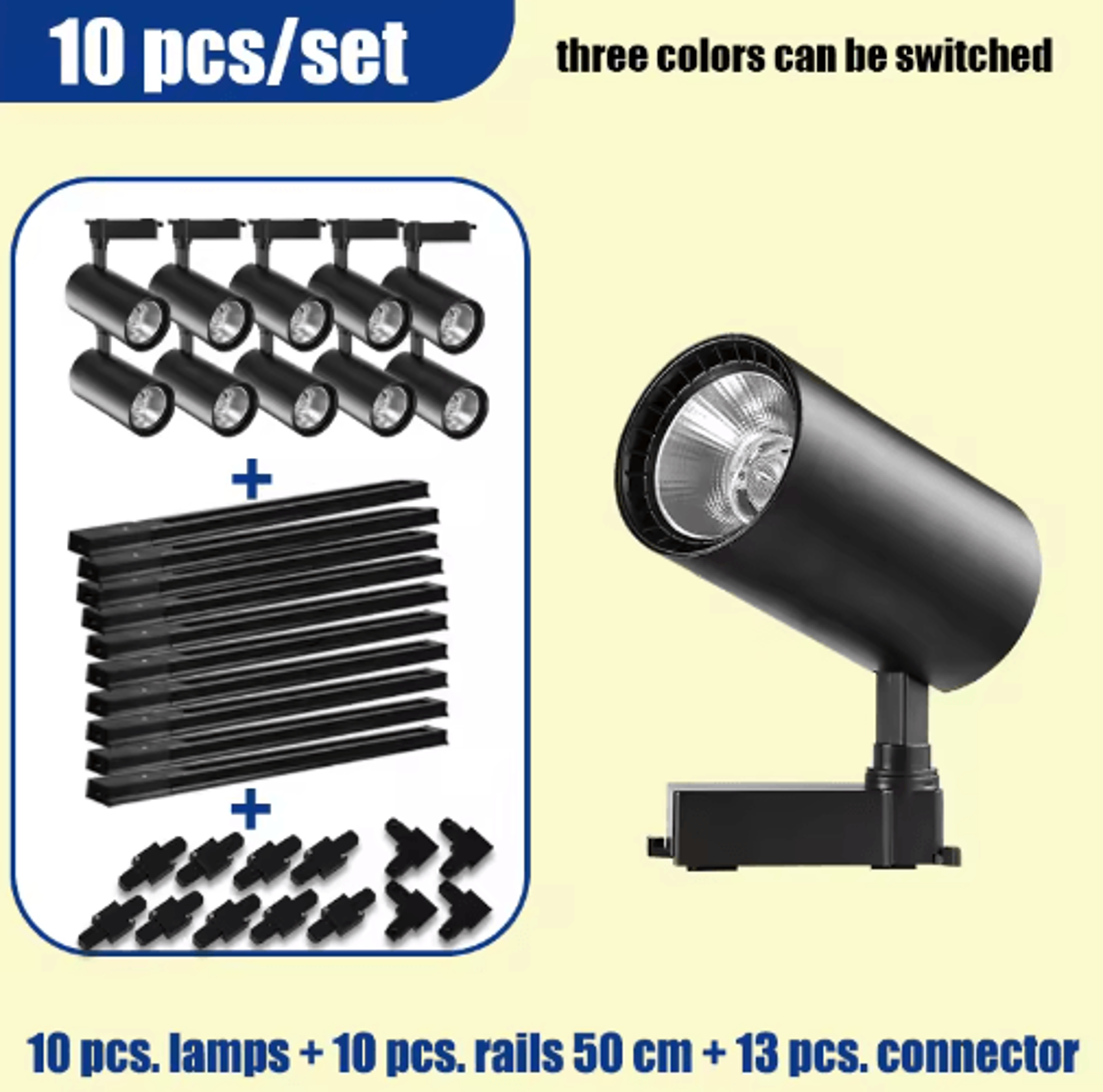 110V Tricolor LED Track Lighting Set  Ceiling Rail Spotlights For Home  Shop 2