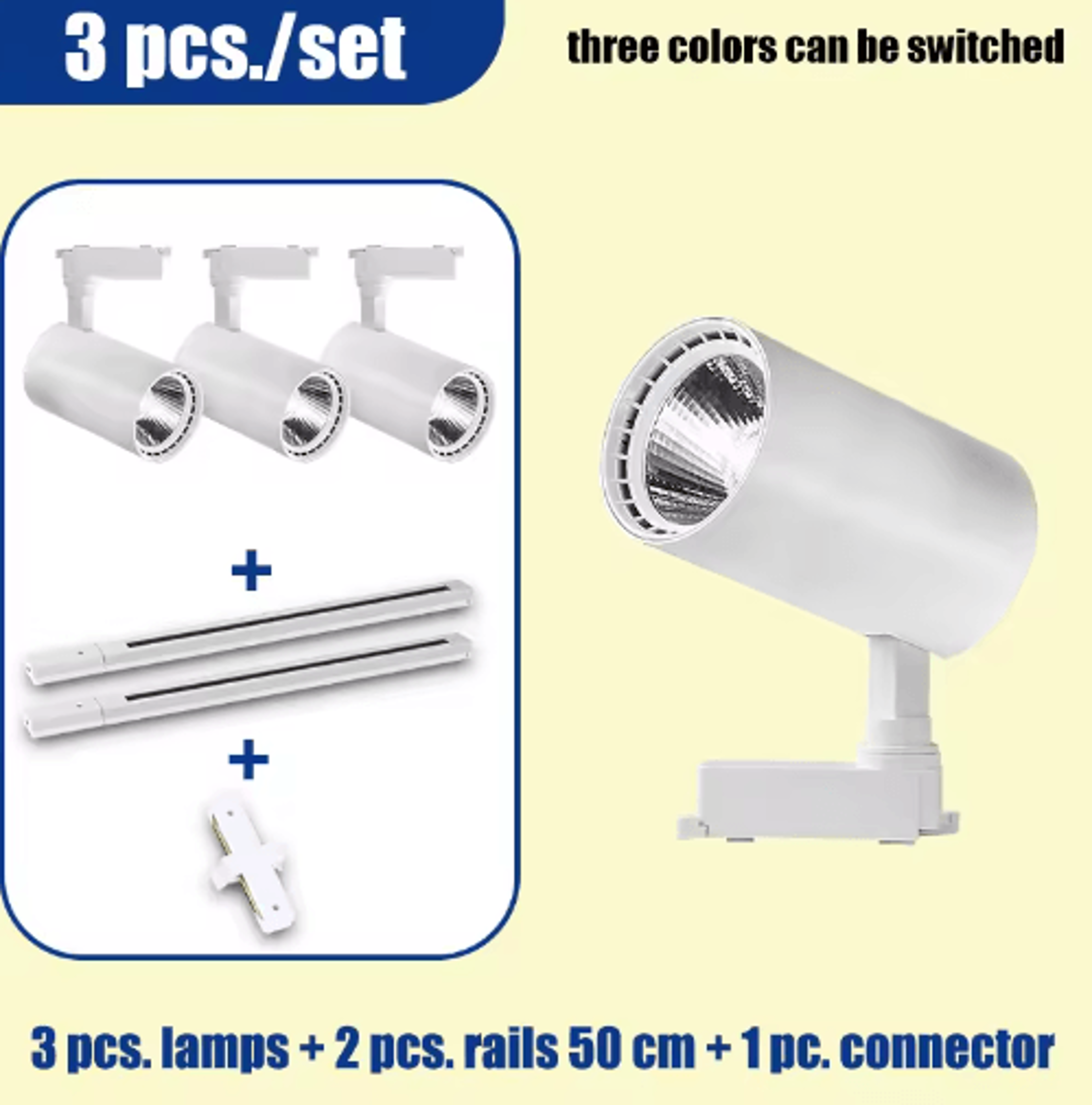 110V Tricolor LED Track Lighting Set  Ceiling Rail Spotlights For Home  Shop 9