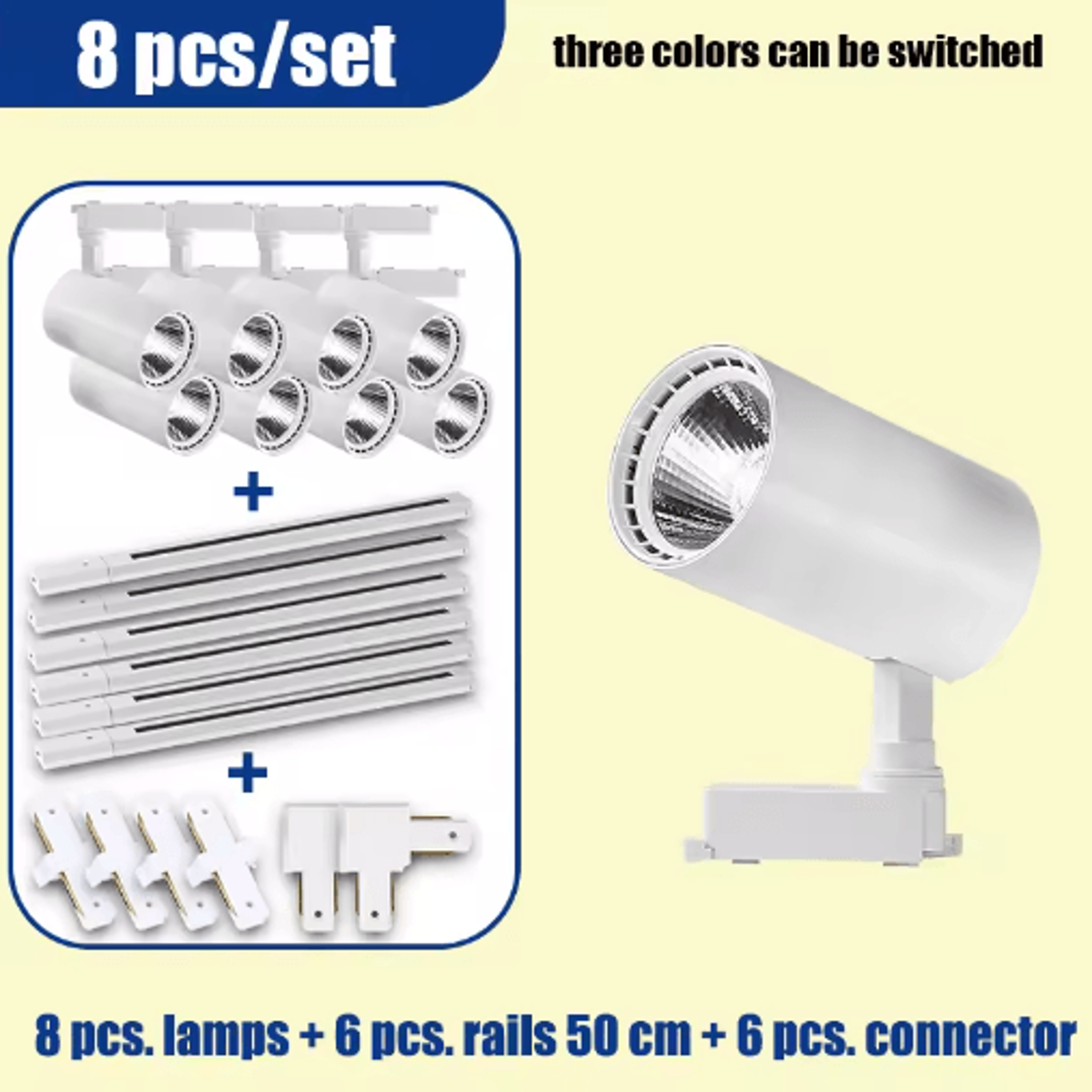 110V Tricolor LED Track Lighting Set  Ceiling Rail Spotlights For Home  Shop 3