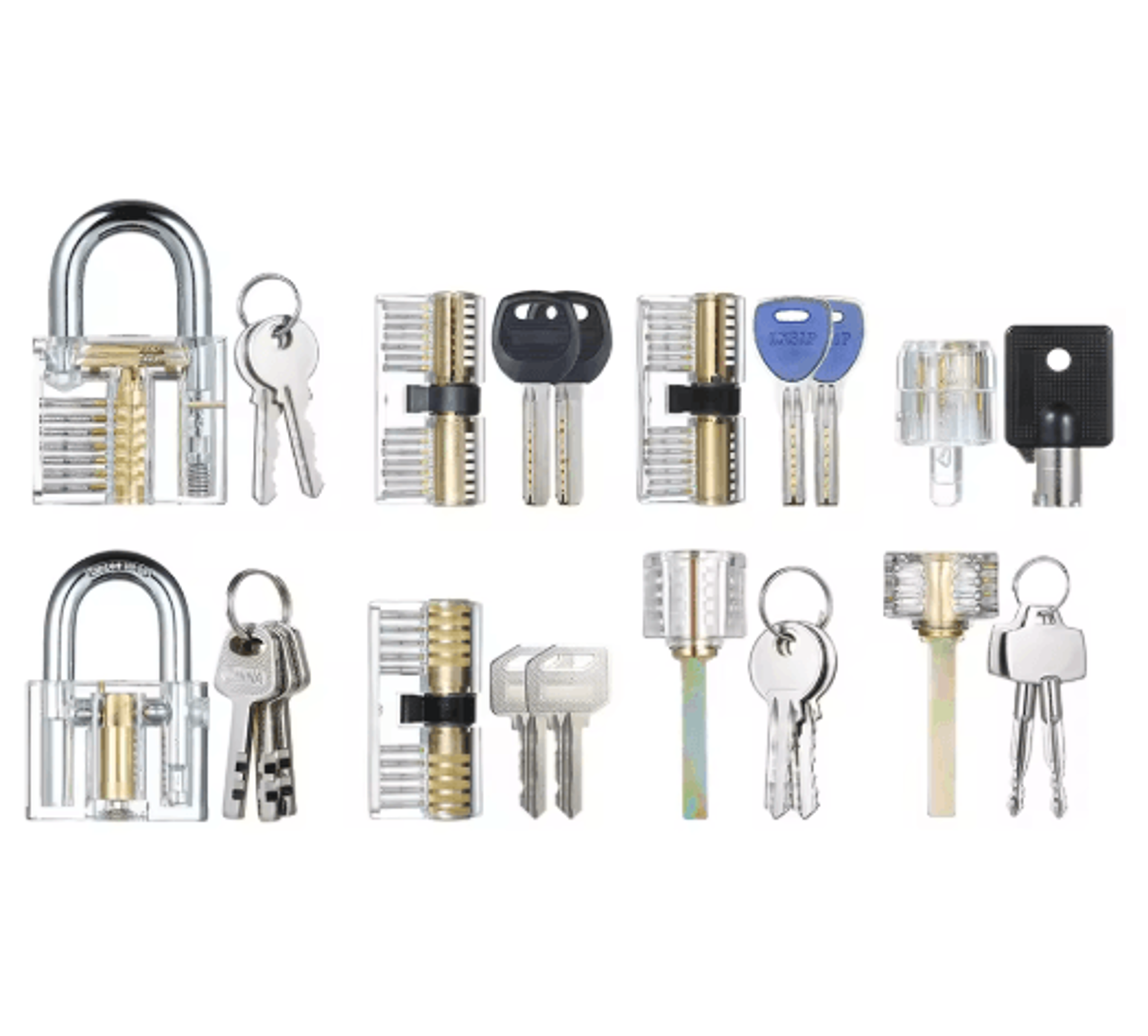 8PCS Transparent Practice Lock Set  Visible Locksmith Training Kit For Beginners 1