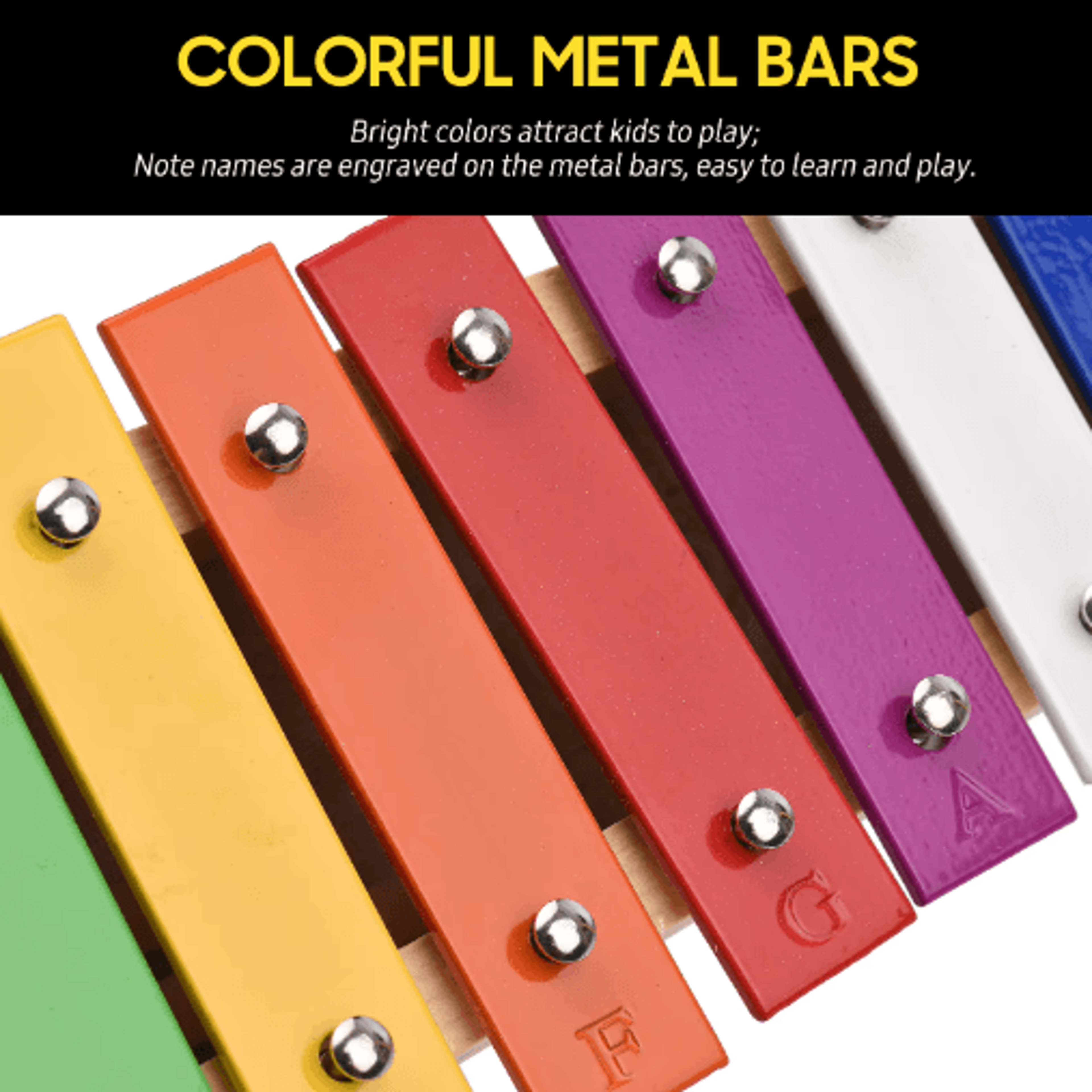 15Note Colorful Glockenspiel Xylophone  Wooden Base Percussion Instrument With Mallets 2