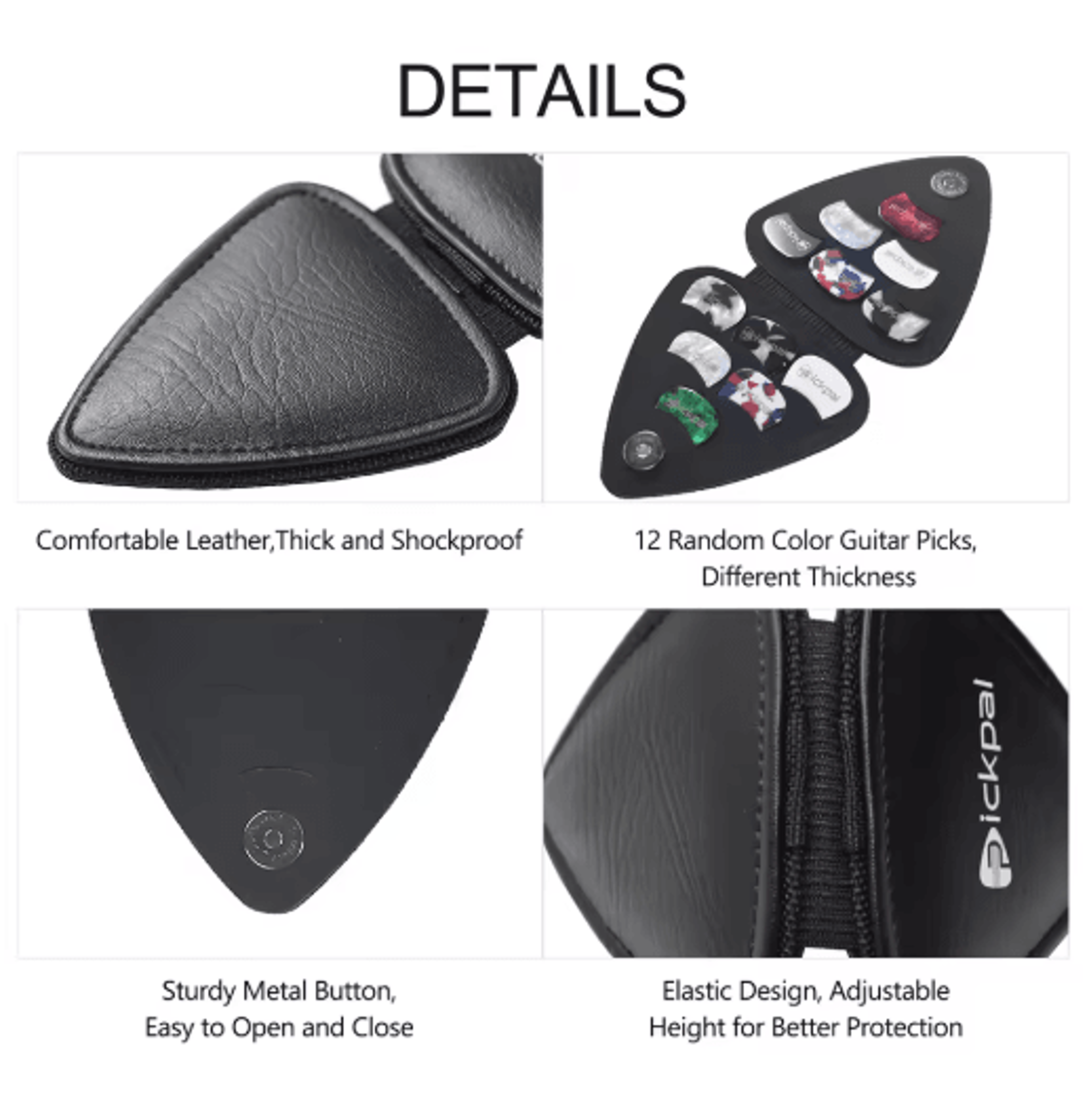 Leather Guitar Pick Holder Case  Portable Storage Pouch With 12 Guitar Picks 1