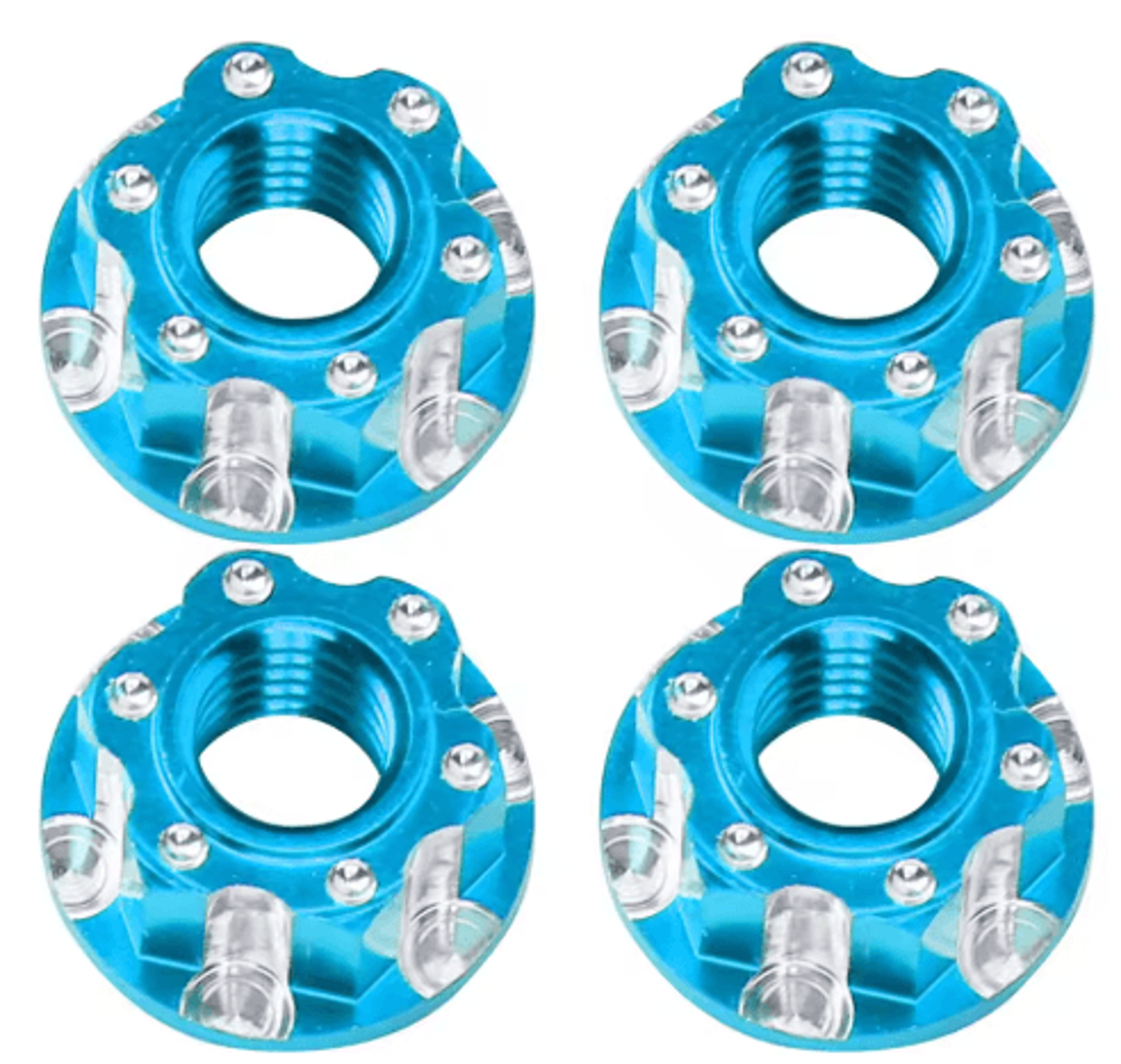 4PCS M4 Aluminum Hex Nuts  Carved Wheel Nuts For 110 RC Cars 2