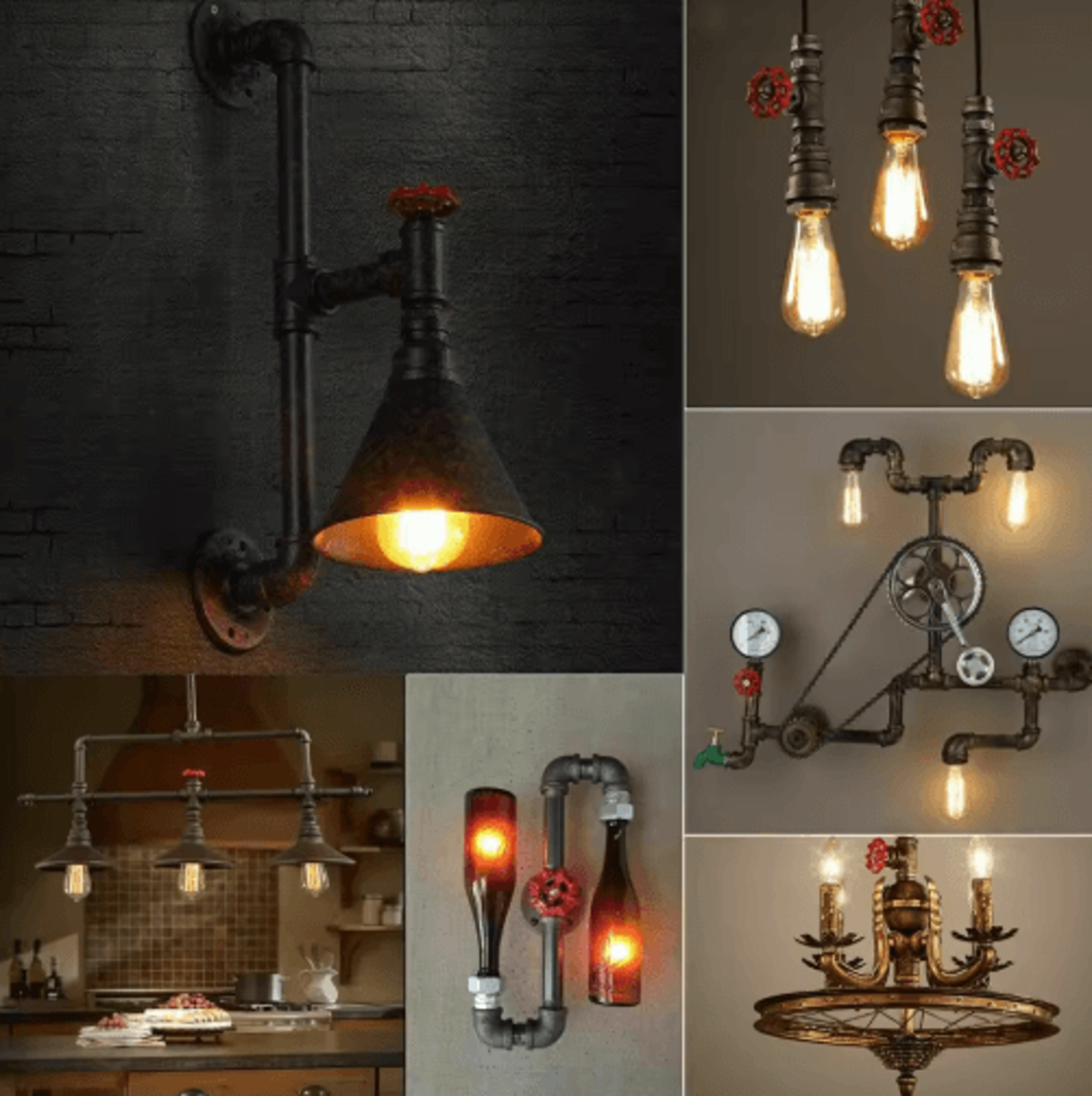 12 Inch Steampunk Pipe Lamp Switch  Vintage Iron Valve Light Switch With Wire 5