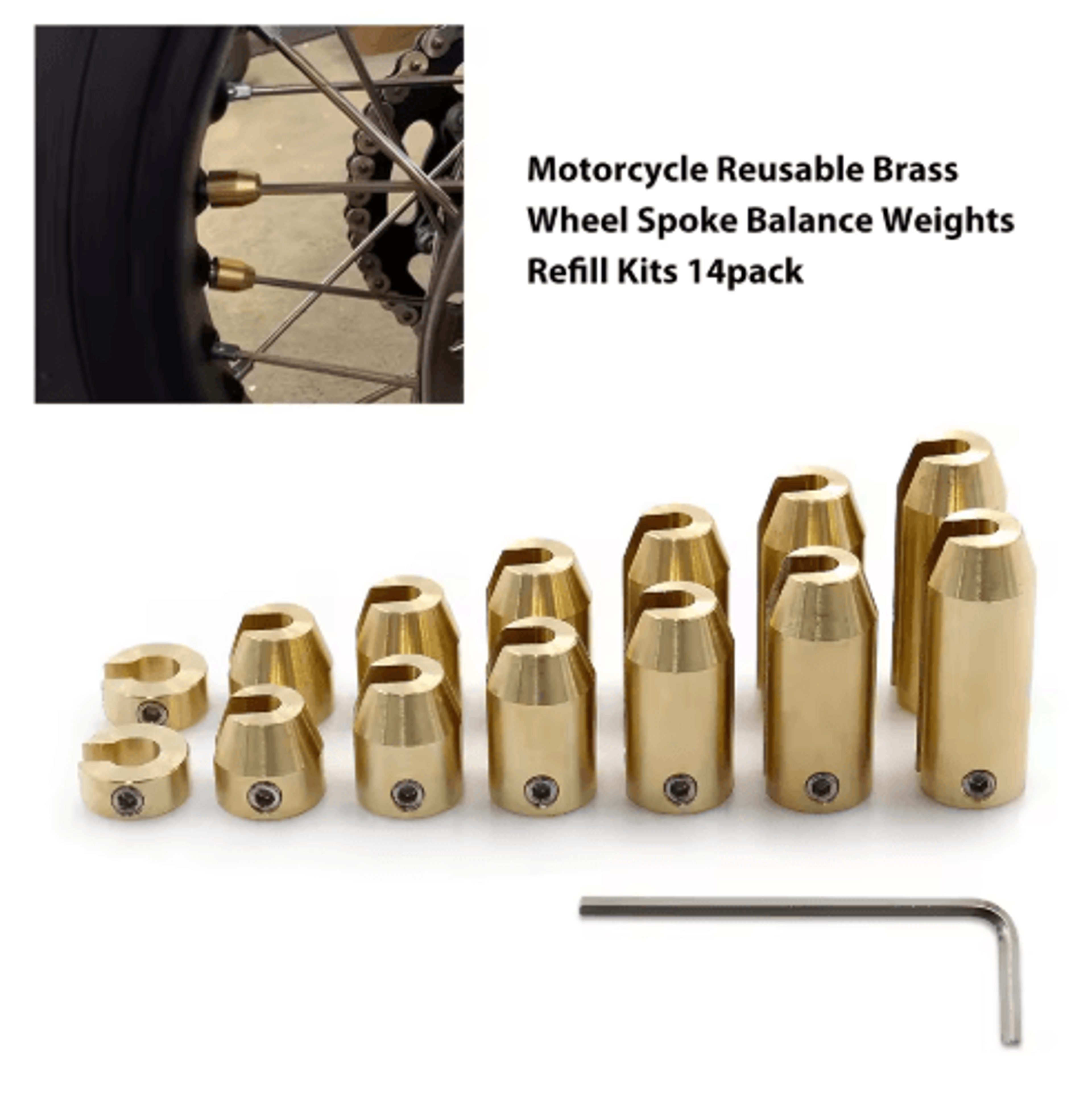 14pcs motorcycle spoke wheel balance weights – reusable brass balancing kit