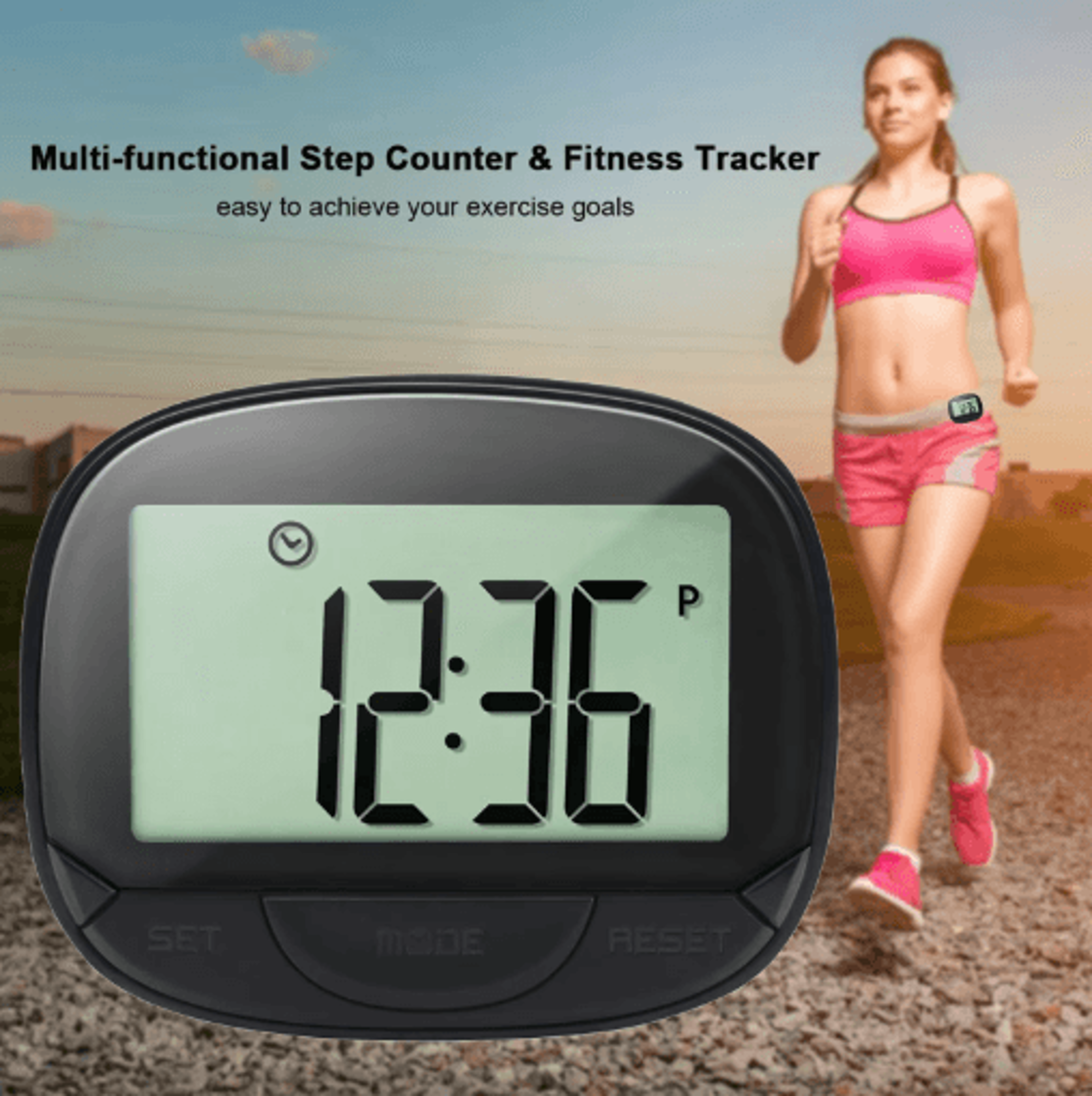 3D Digital Pedometer Step Counter  Portable Fitness Tracker With Clip 5