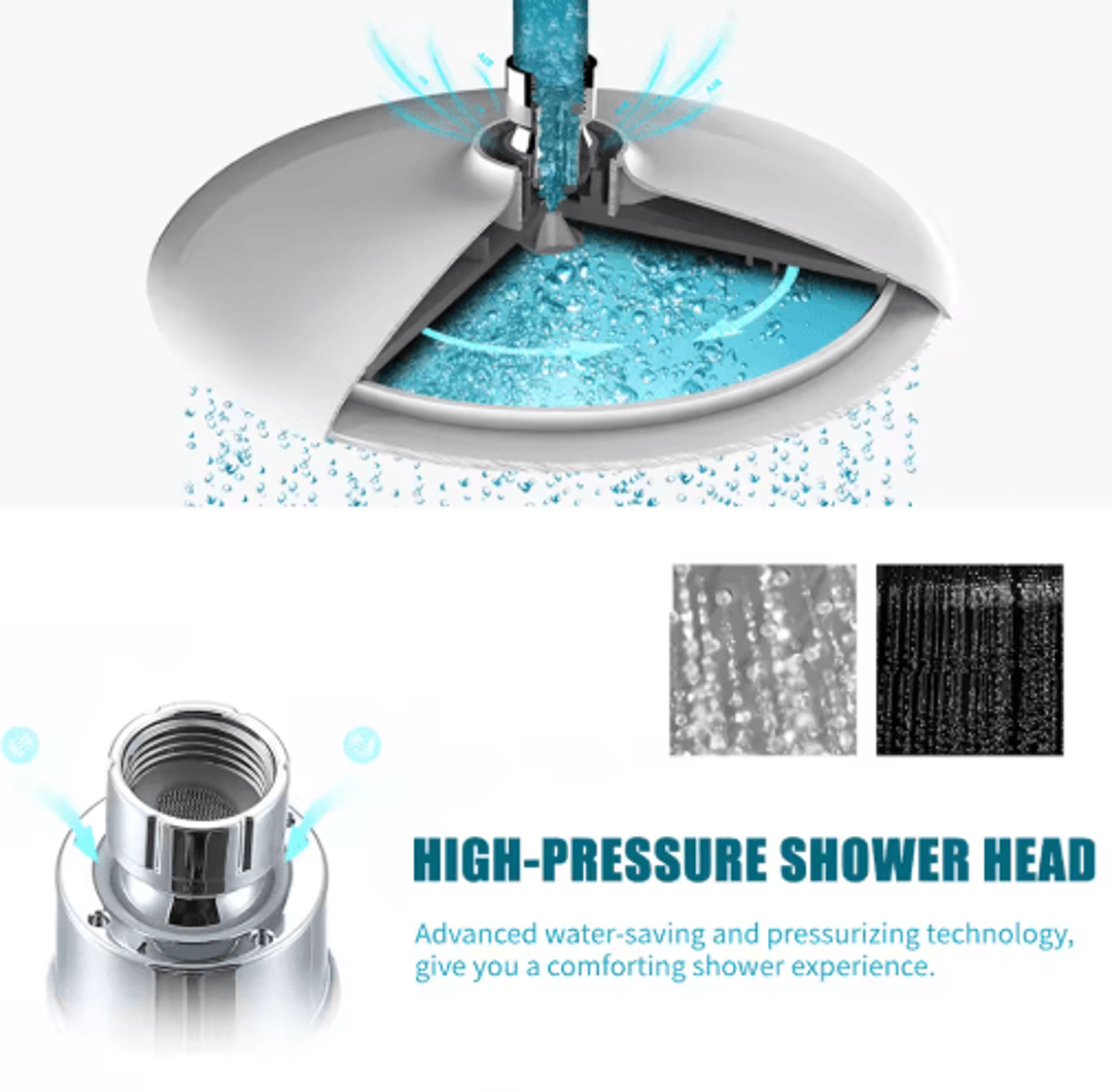 8Inch High Pressure Rain Shower Head  Adjustable Chrome Bathroom Showerhead 4