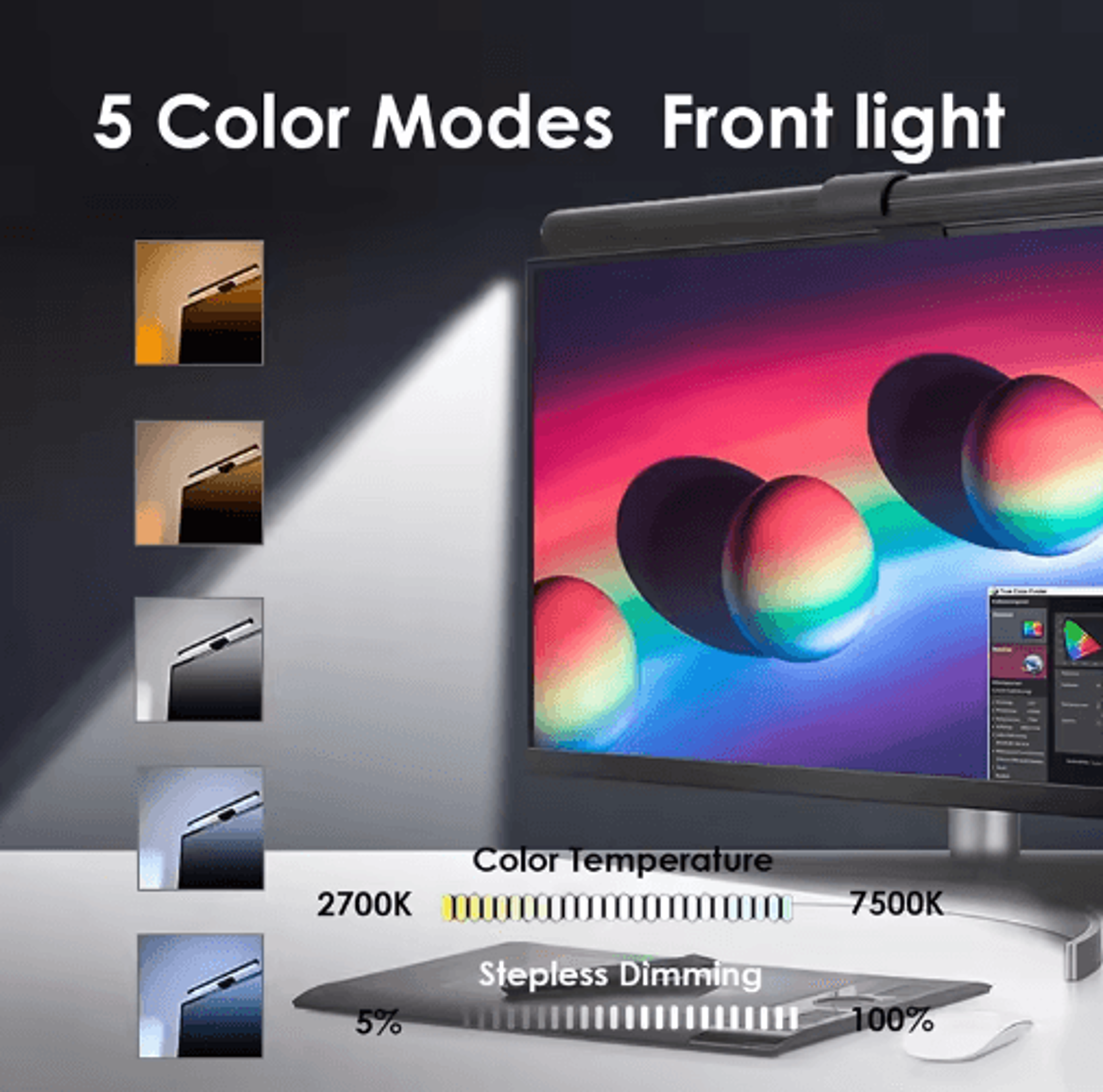 DC 5V Touch Control RGB Desk Lamp  Ambient Background Light For Study  Home 5