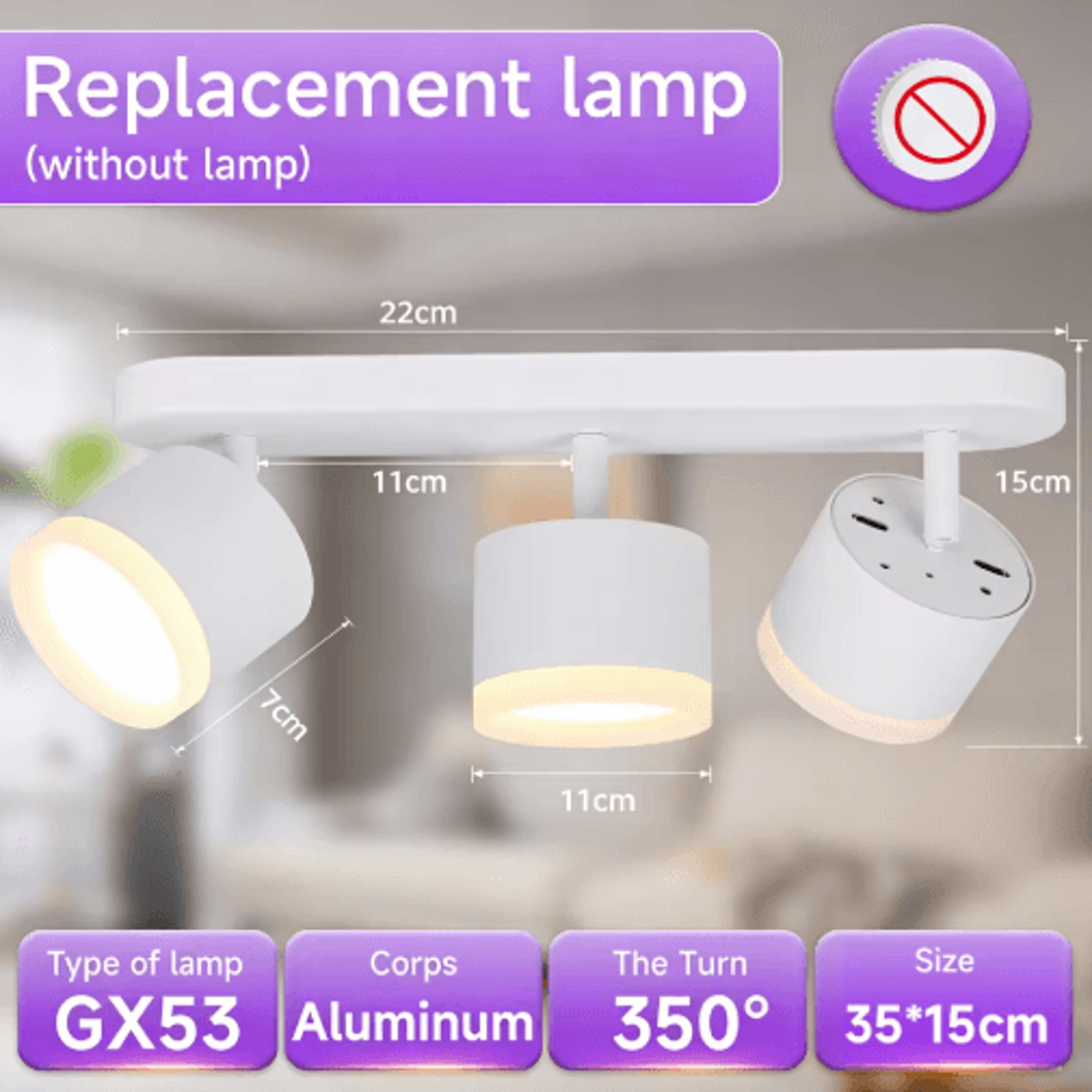 GX53 LED Ceiling Spotlight  220V Replaceable Bulb Lamp For Dining Room  Porch 5