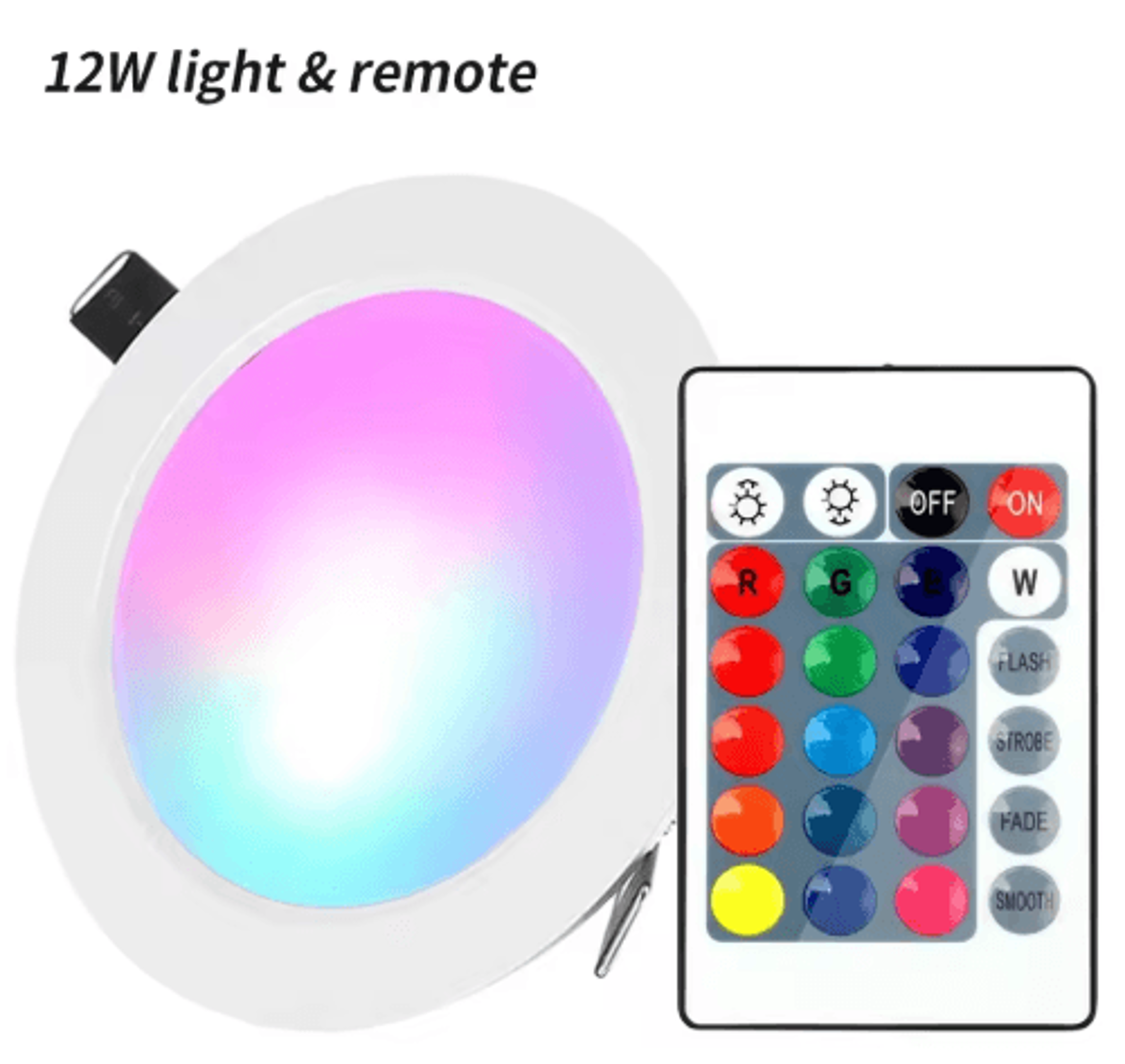 12W RGBW LED Recessed Downlight  16Color Dimmable Ceiling Light With IR Remote 2