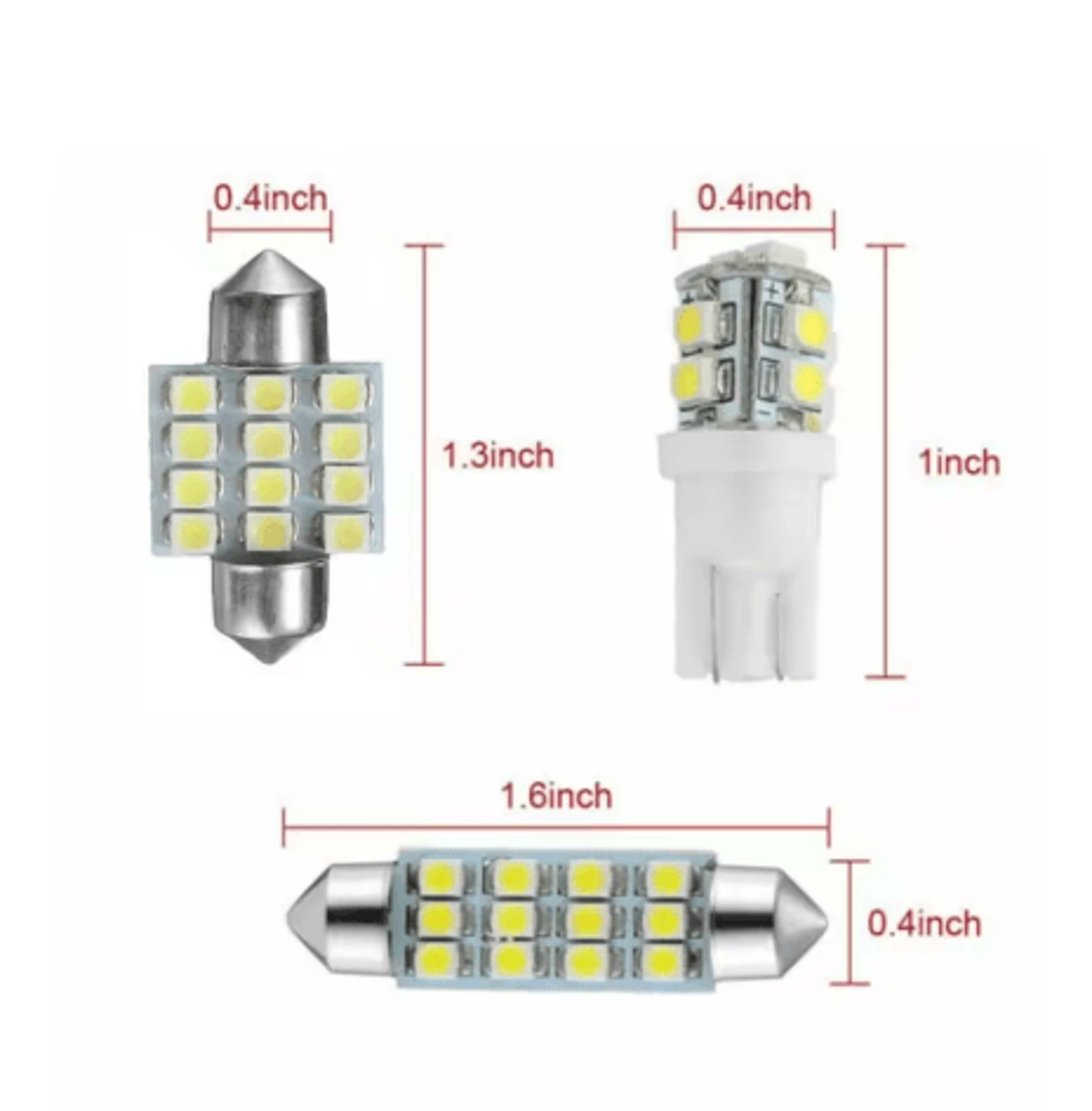 Car LED Interior Light Bulb Kit  Replacement Lights For Dome Map Trunk  License Plate 6
