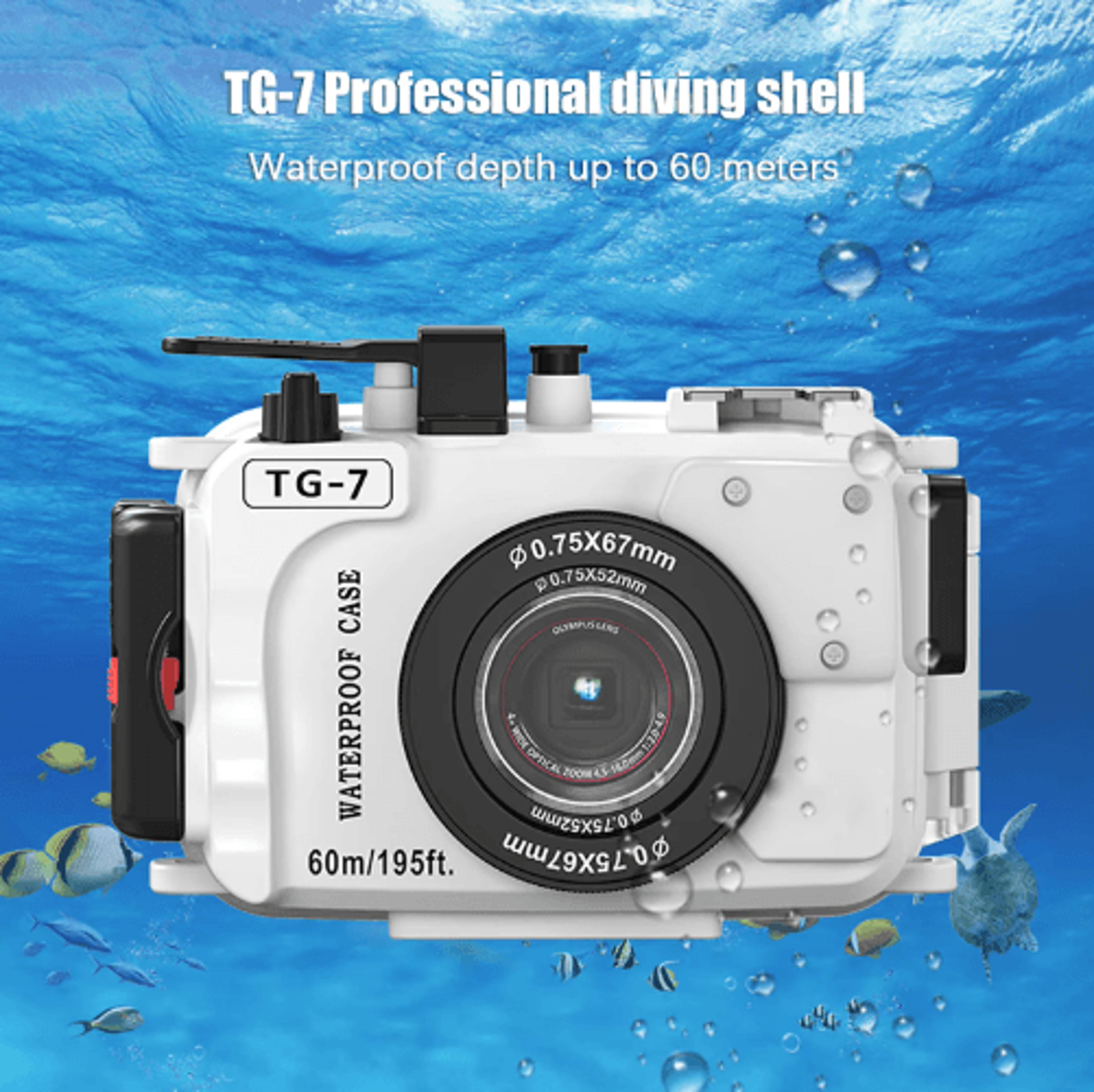 60m Waterproof Action Camera Housing  Diving Protective Case With 52mm Thread 3
