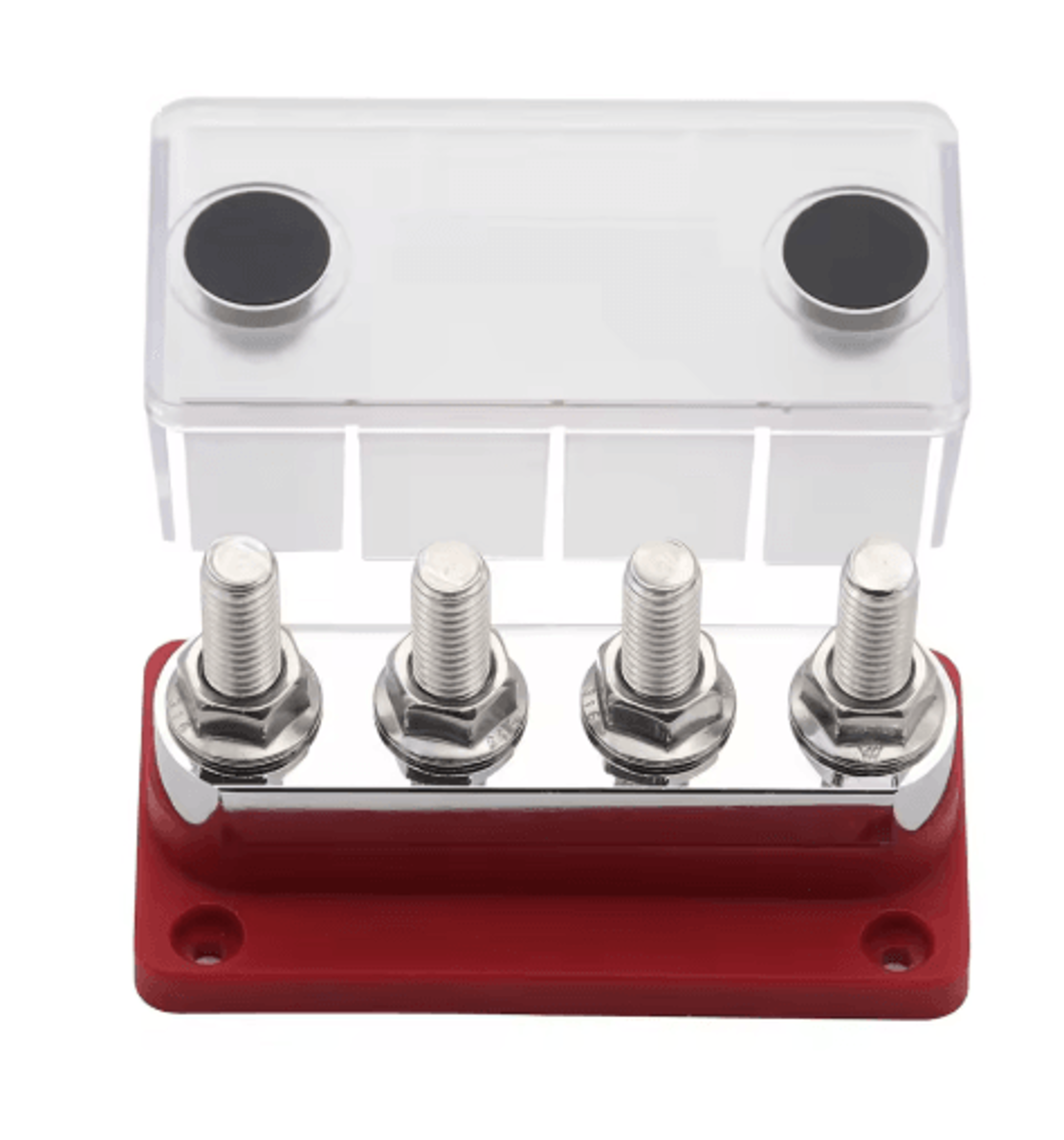 600a power distribution bus bar – 48v dc busbar block with four 3/8-inch posts