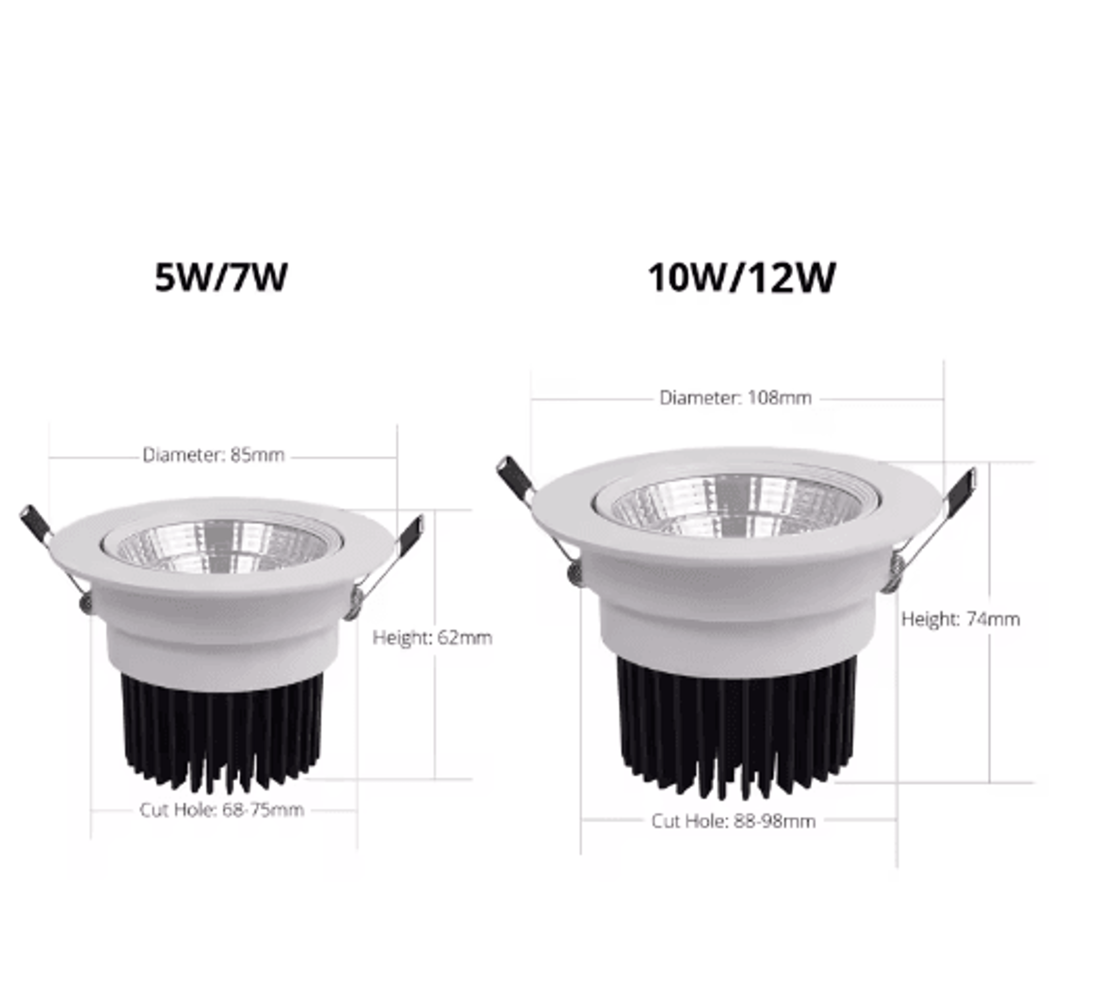 Dimmable COB LED Downlight  Recessed Spotlight 3W 5W 7W 12W 4