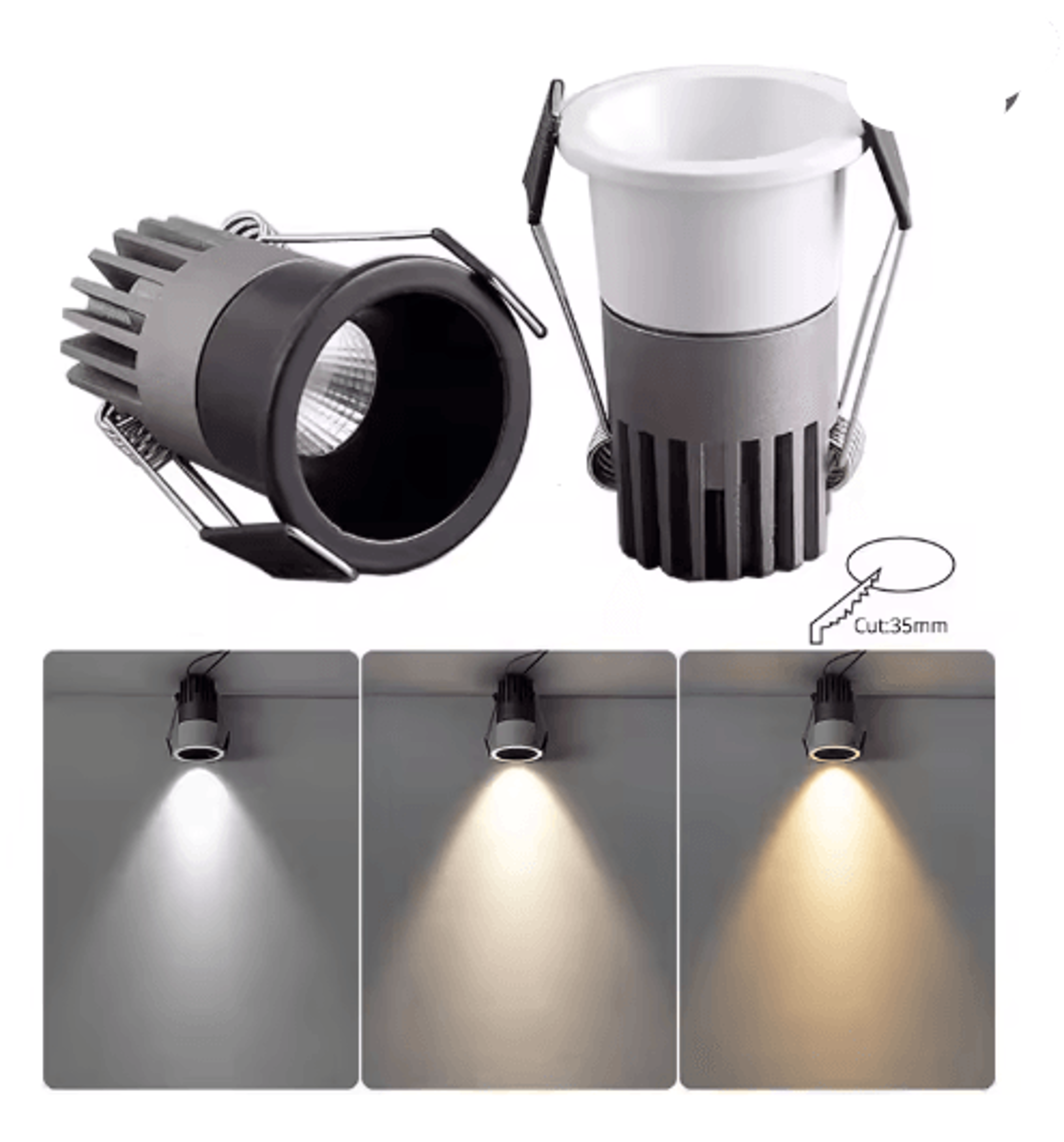 mini anti-glare cob led downlight – 3w 5w dimmable recessed spotlight