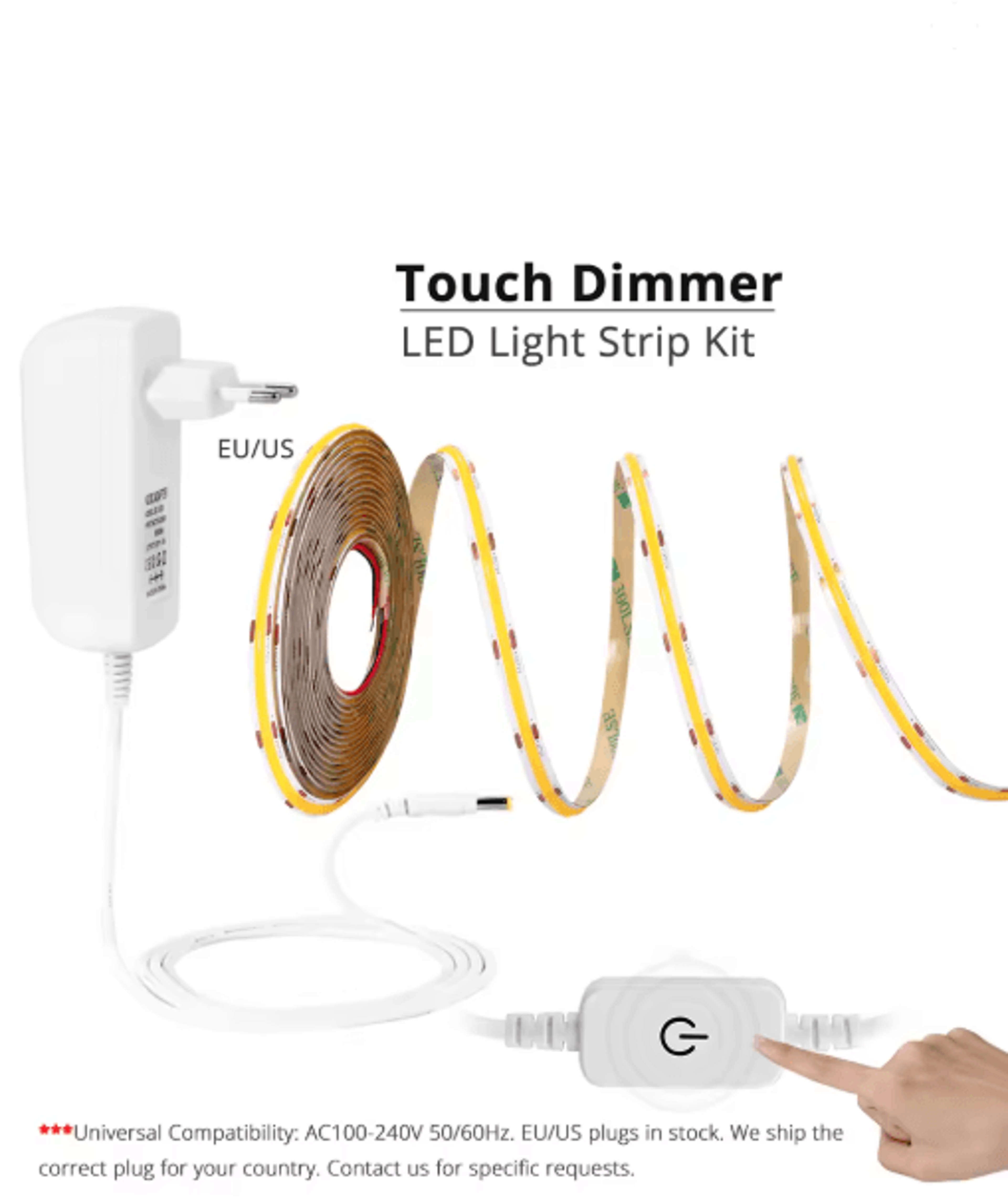 12V COB LED Strip Light  320 LEDsm Cabinet Lighting With Sensor And Dimmer Options 3