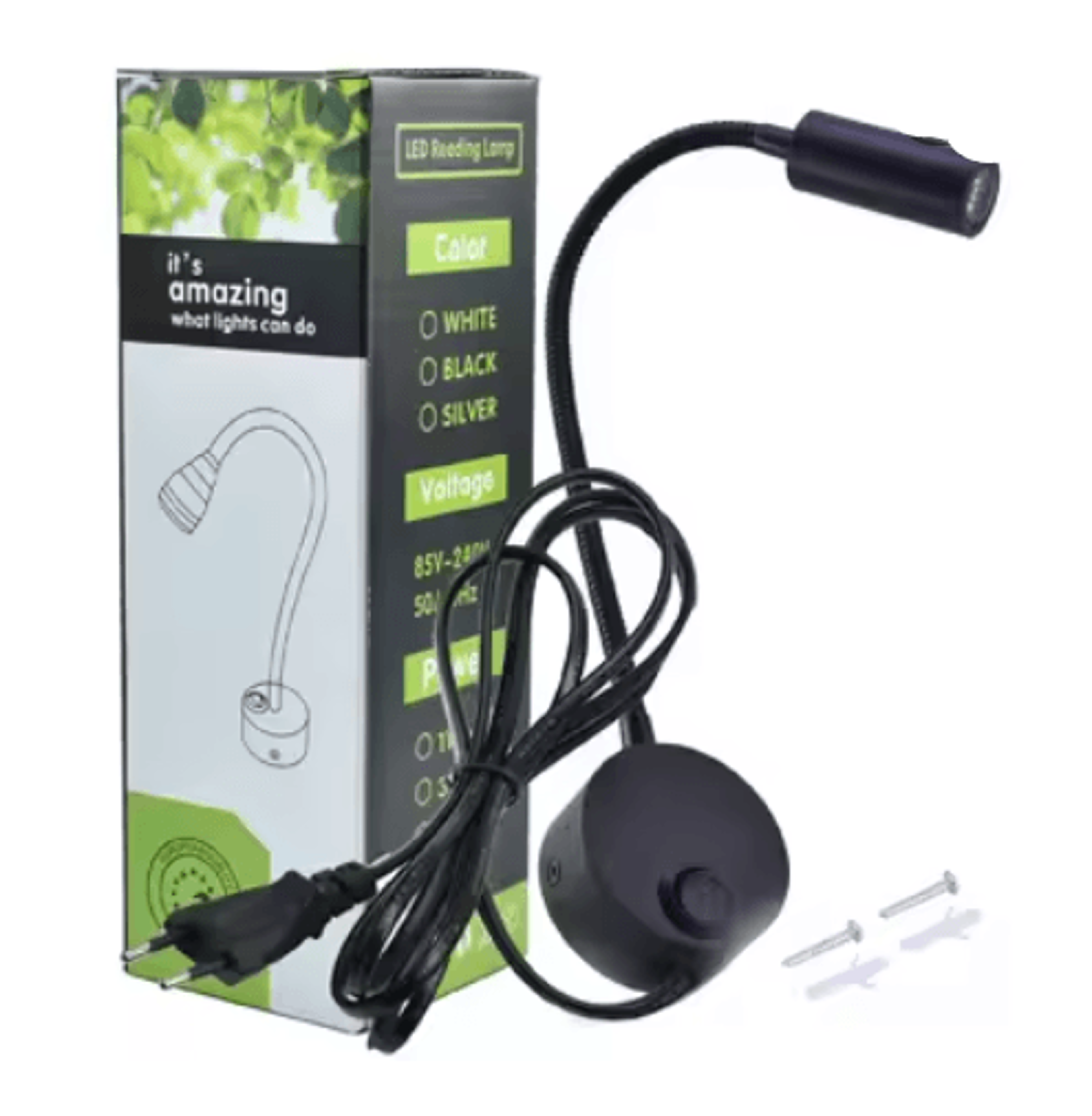 3W LED Wall Reading Lamp  Modern Bedside Light With EU Or US Plug 3