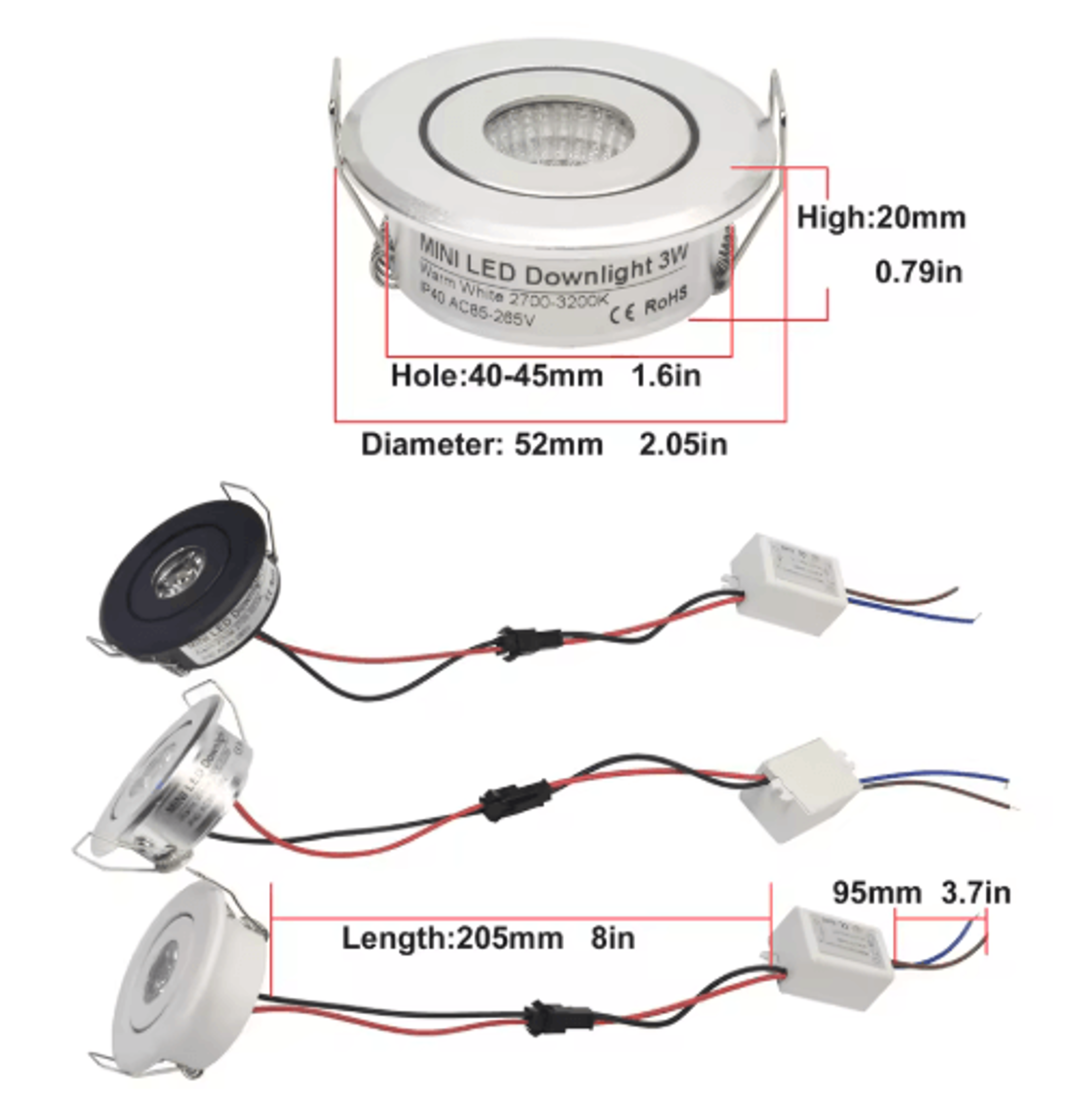 10Pack Mini LED Recessed Downlights  1W 3W Silver Aluminum Spotlights 5