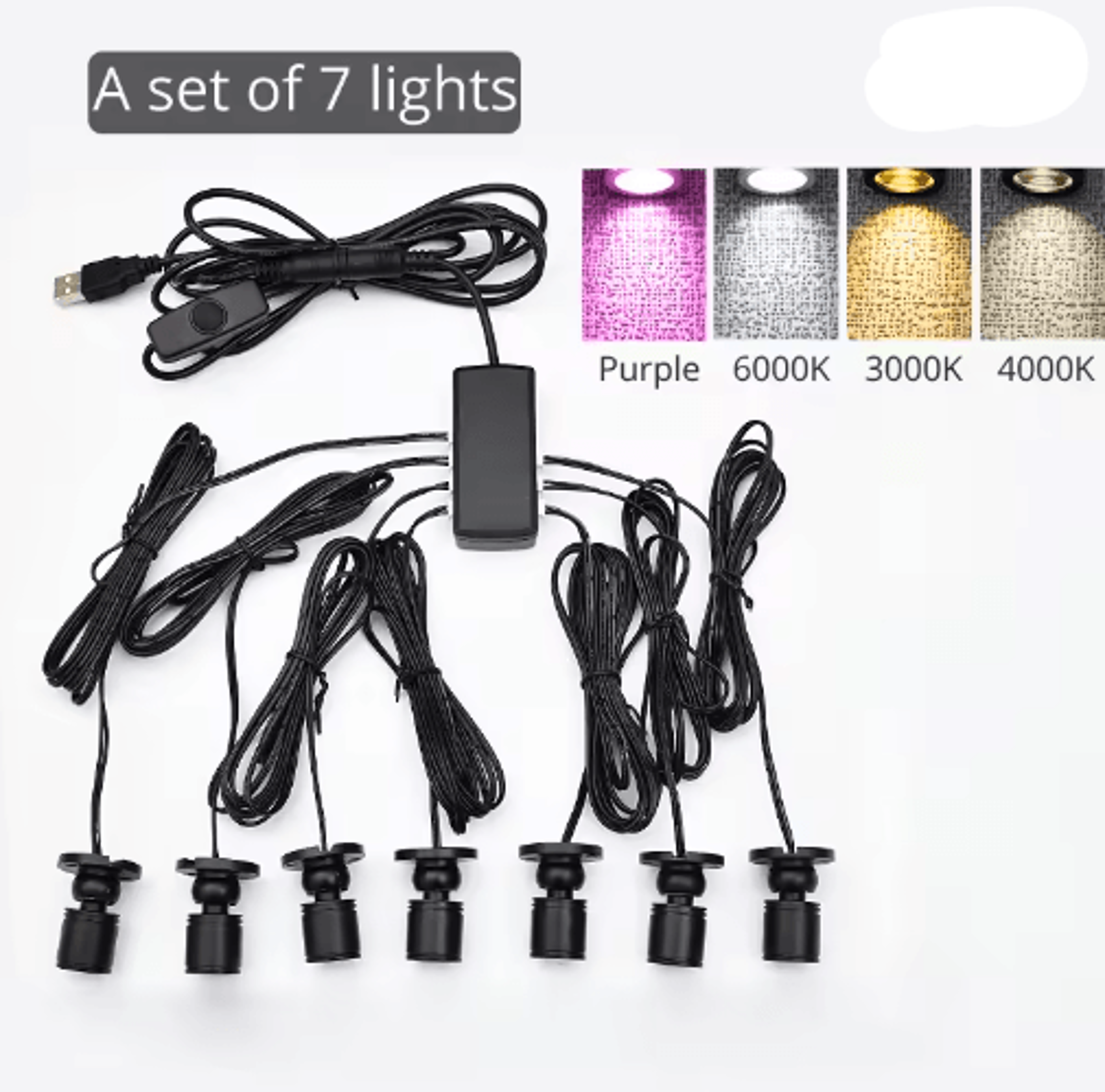10Pack 5V USB Mini LED Spotlights  1W Adjustable UnderCabinet Display Lights 8