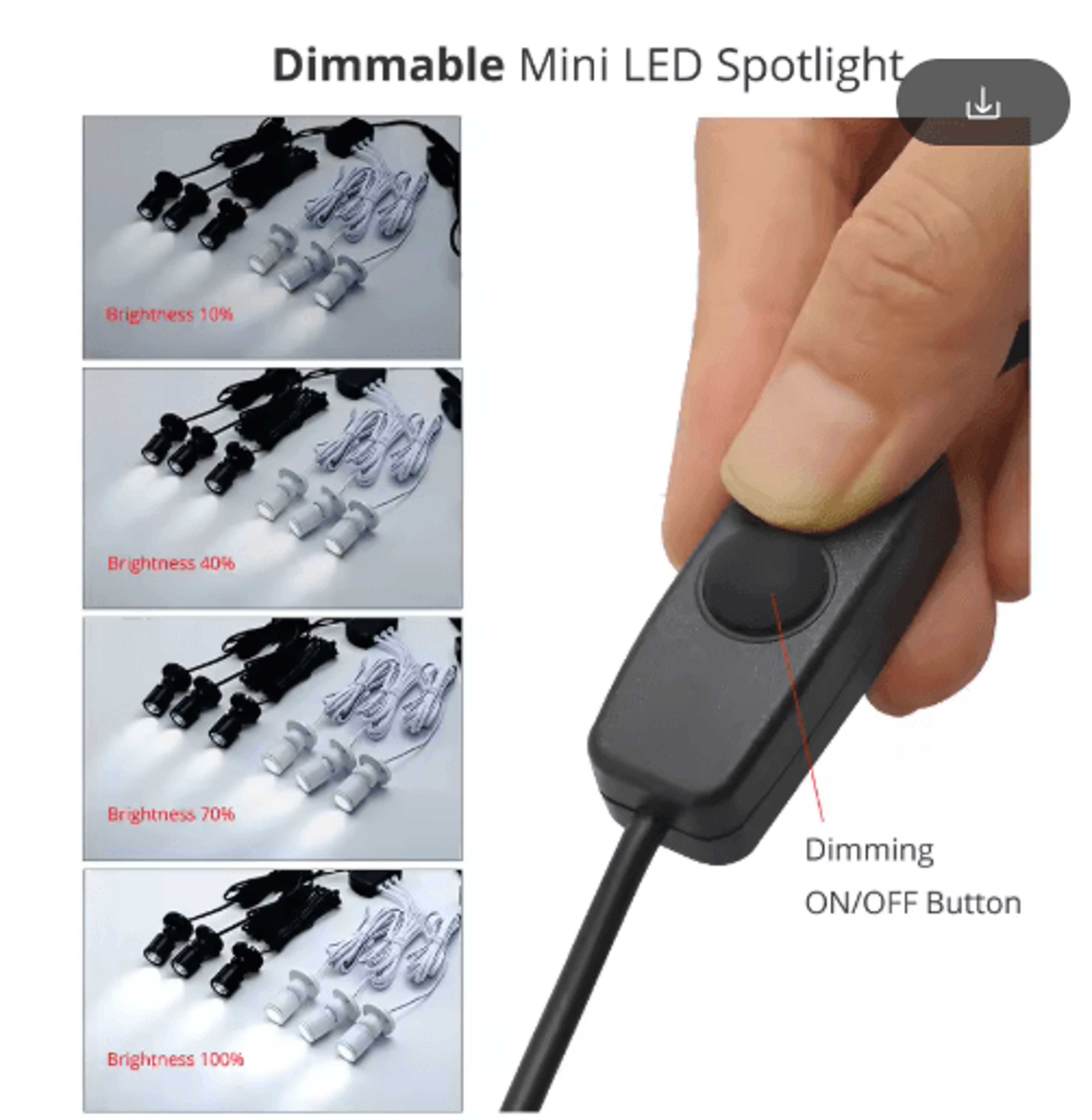 10Pack 5V USB Mini LED Spotlights  1W Adjustable UnderCabinet Display Lights 22