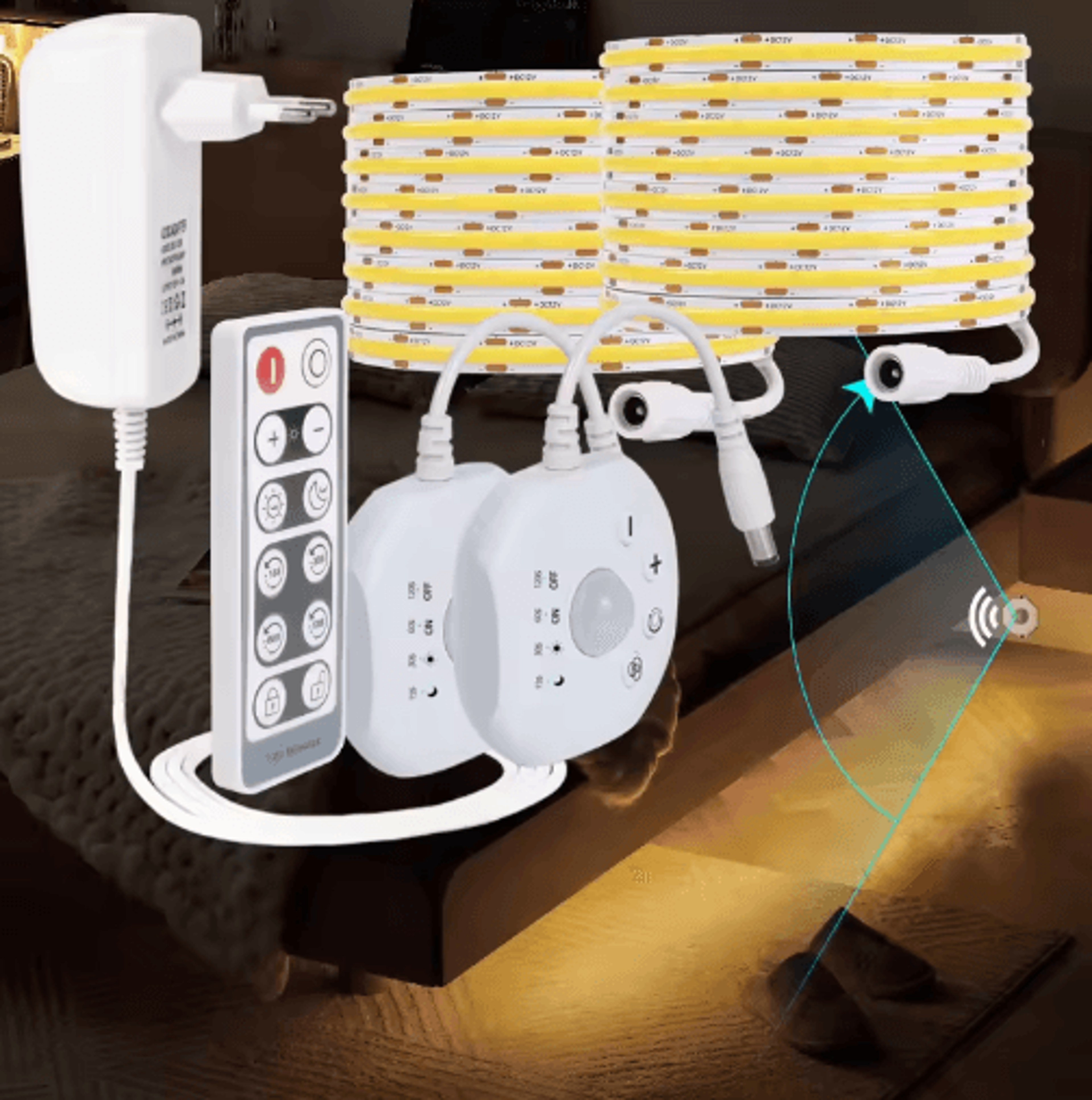 dimmable led under bed light strip – pir motion sensor with remote control