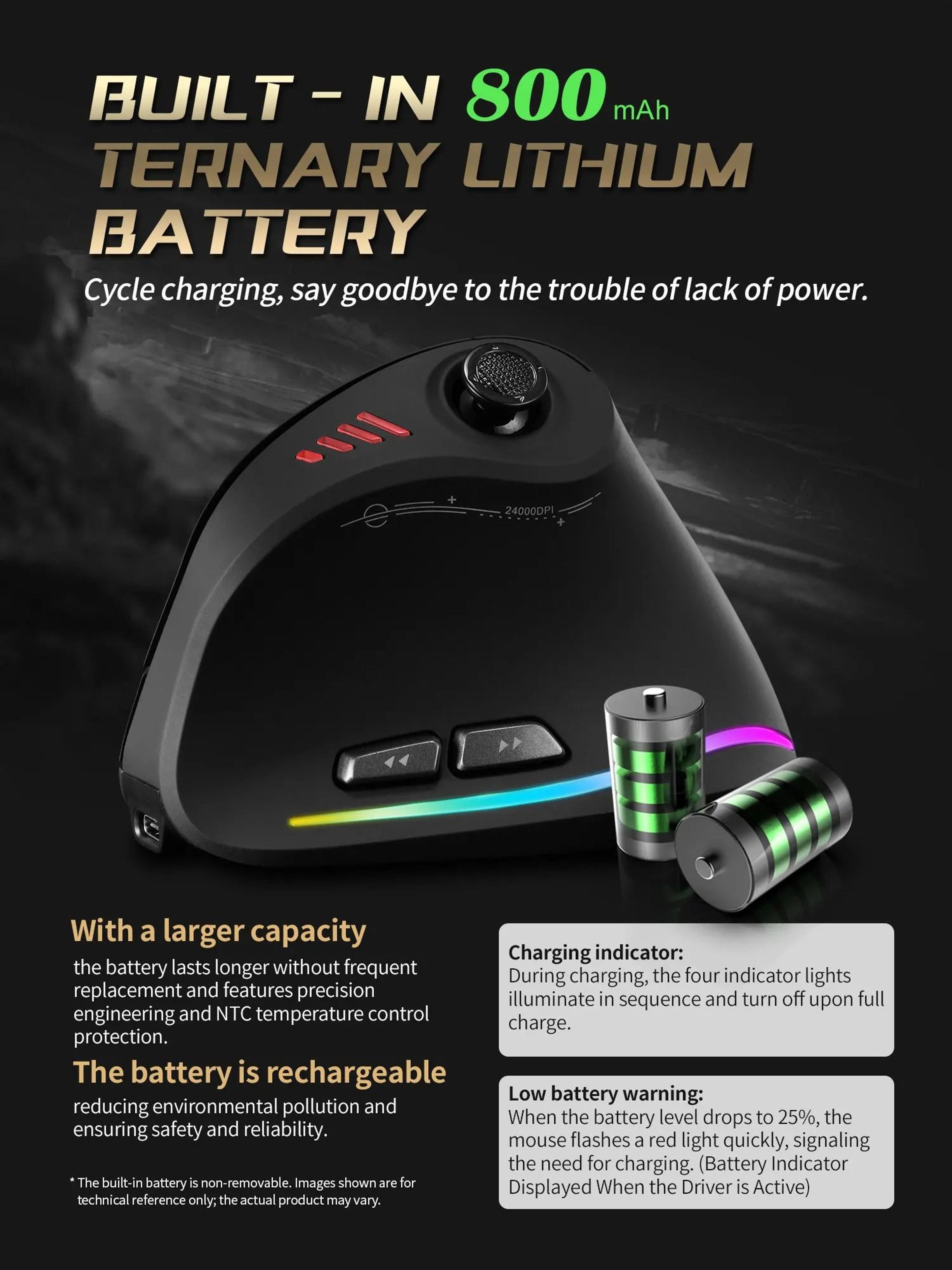 ZELOTES F18 Vertical Ergonomic Wireless Gaming Mouse With Bluetooth High DPI Control 7