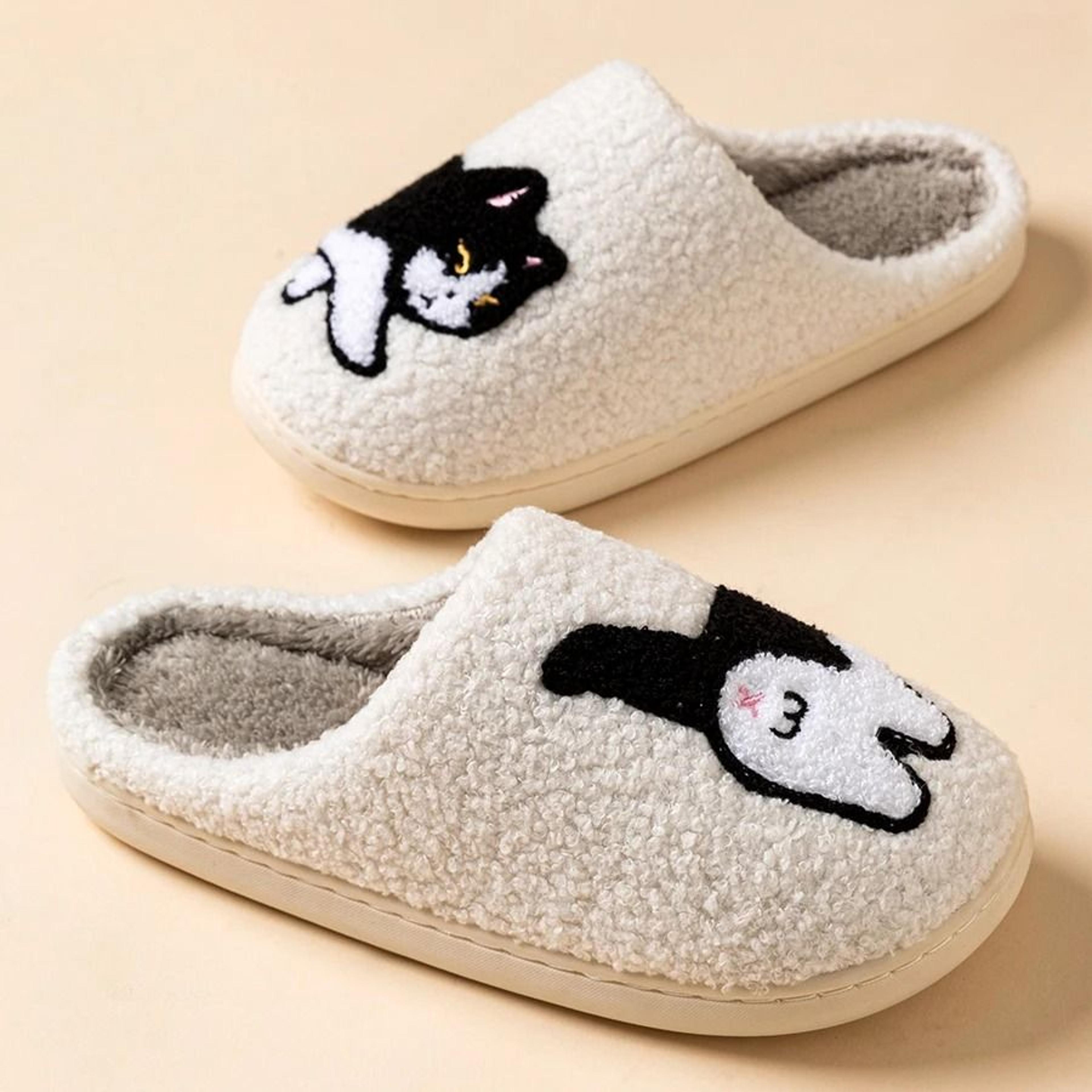 Winter Cute Cat Slippers For Women Warm Soft Sole Indoor Home Shoes 4