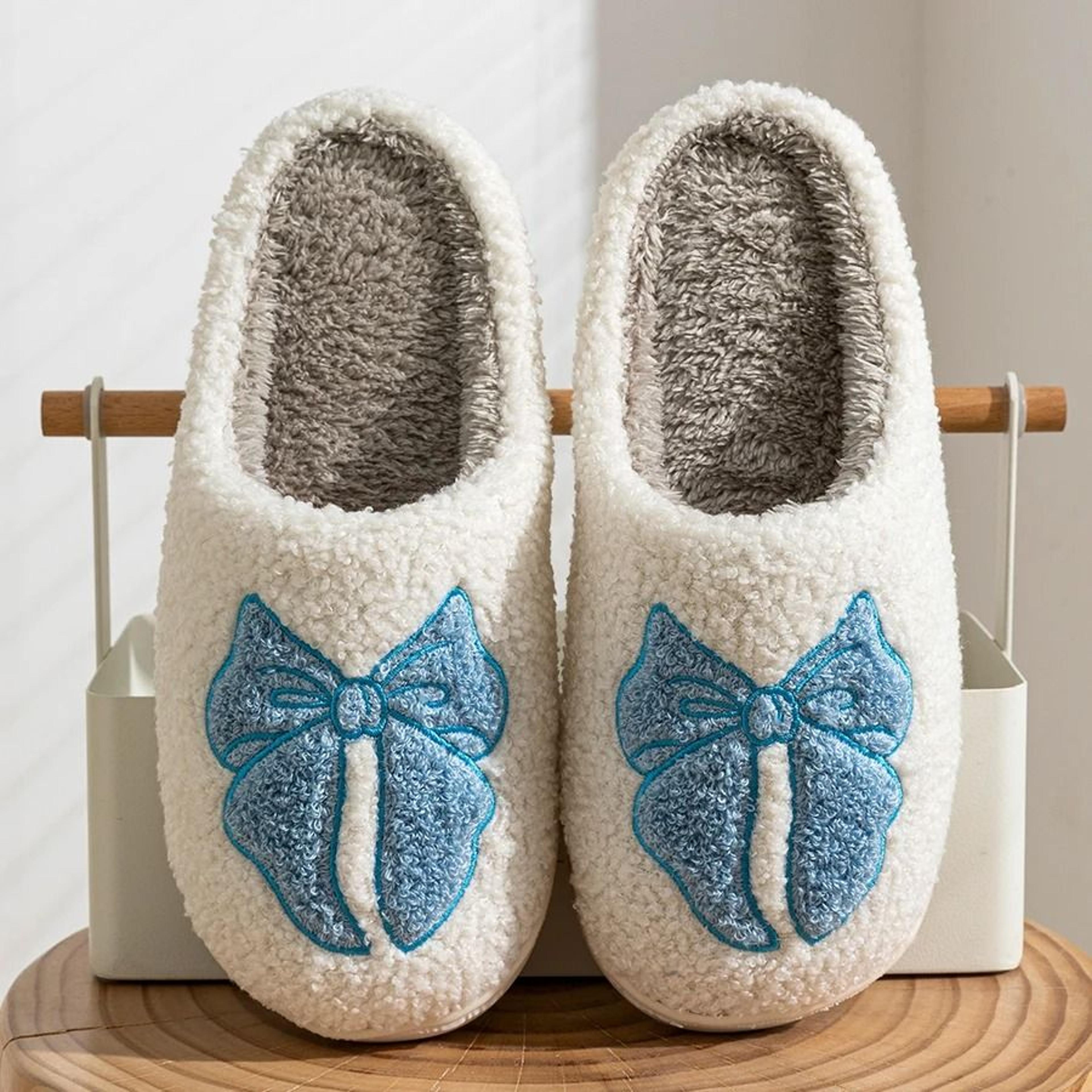 Cute Bow Children Winter Slippers Soft Parent Child House Shoes 2