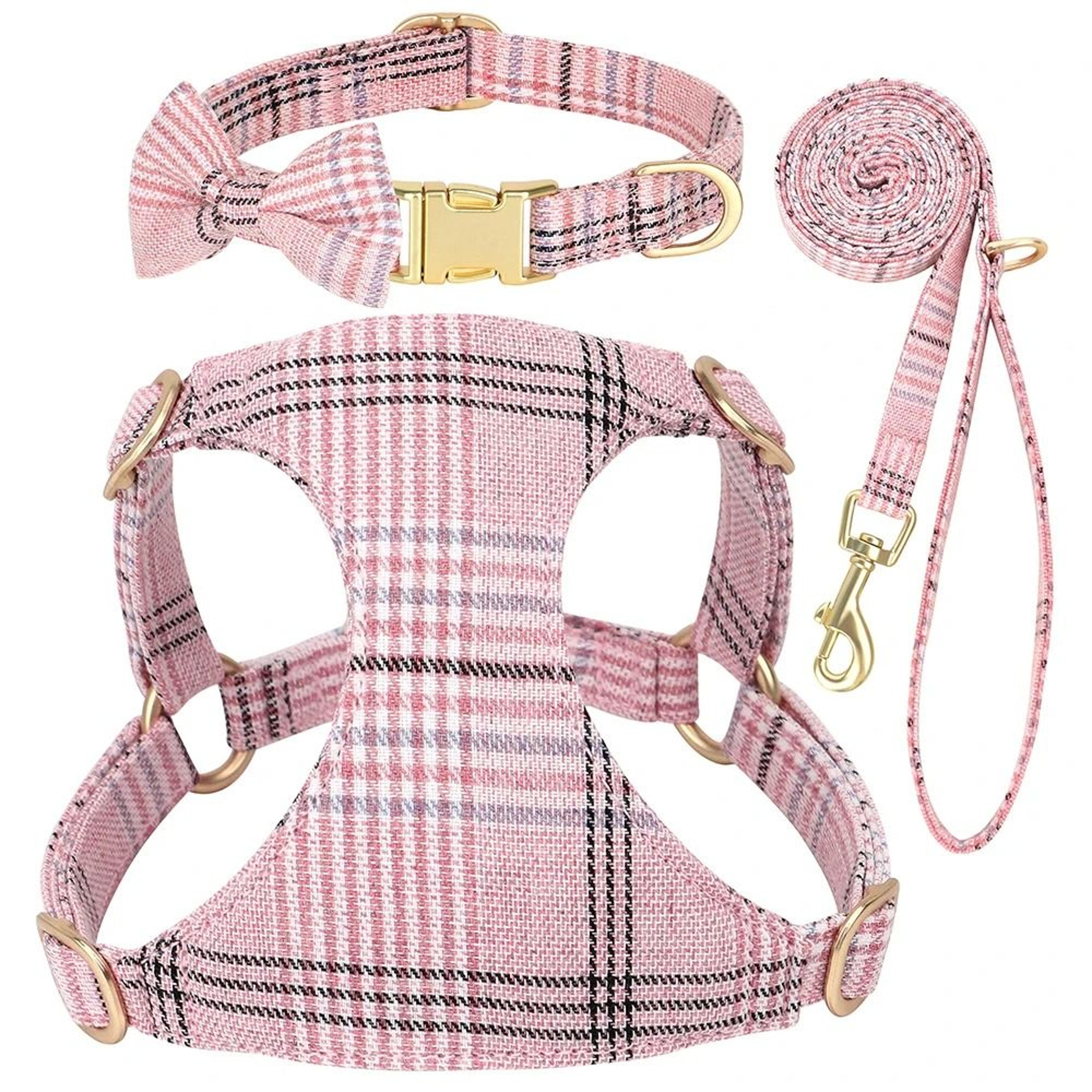 Adjustable Nylon Dog Harness Collar And Leash Set With Bow For Small And Medium Dogs 8