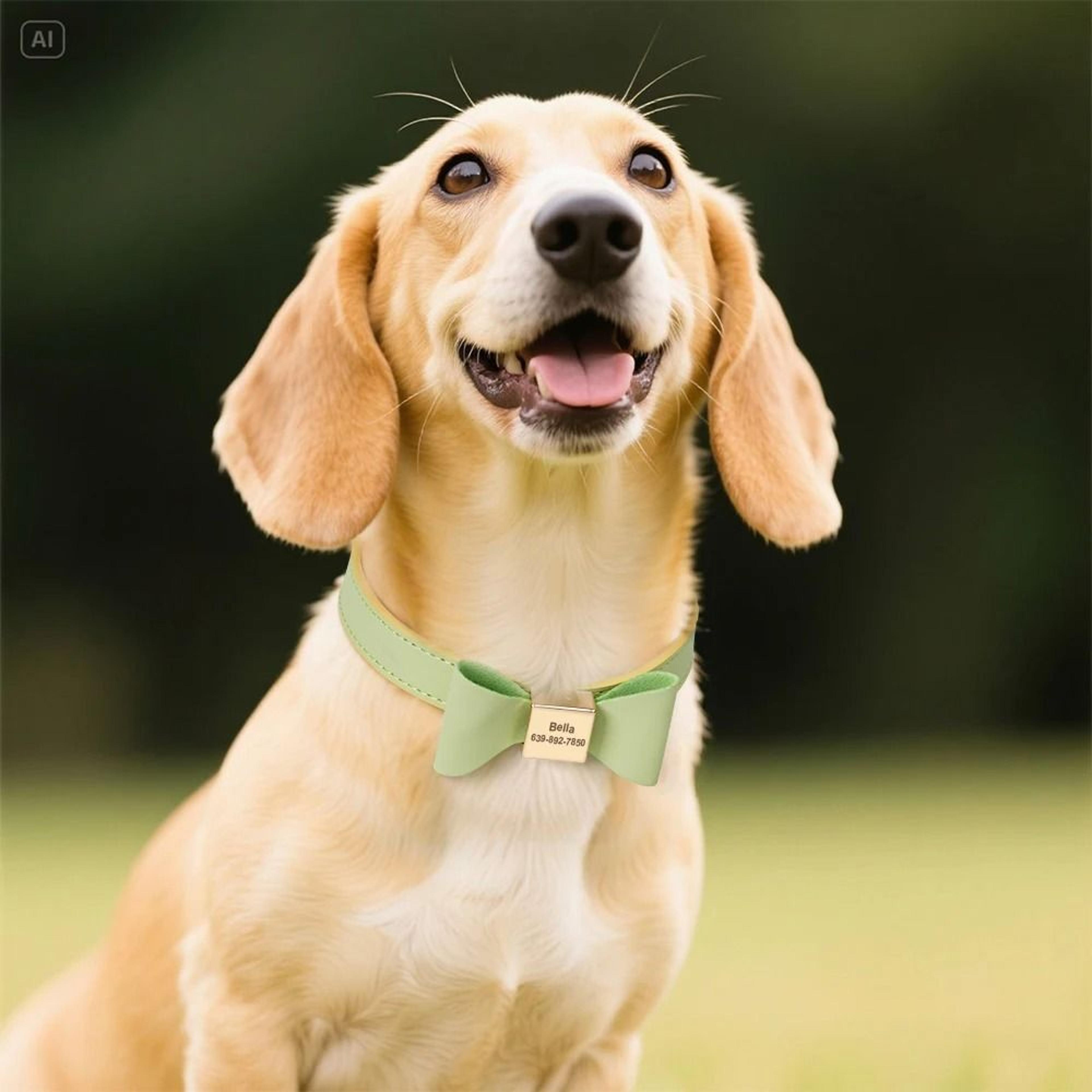 Personalized PU Leather Dog Collar With Engraved Name And Cute Bow For Small Medium And Large Dogs 12