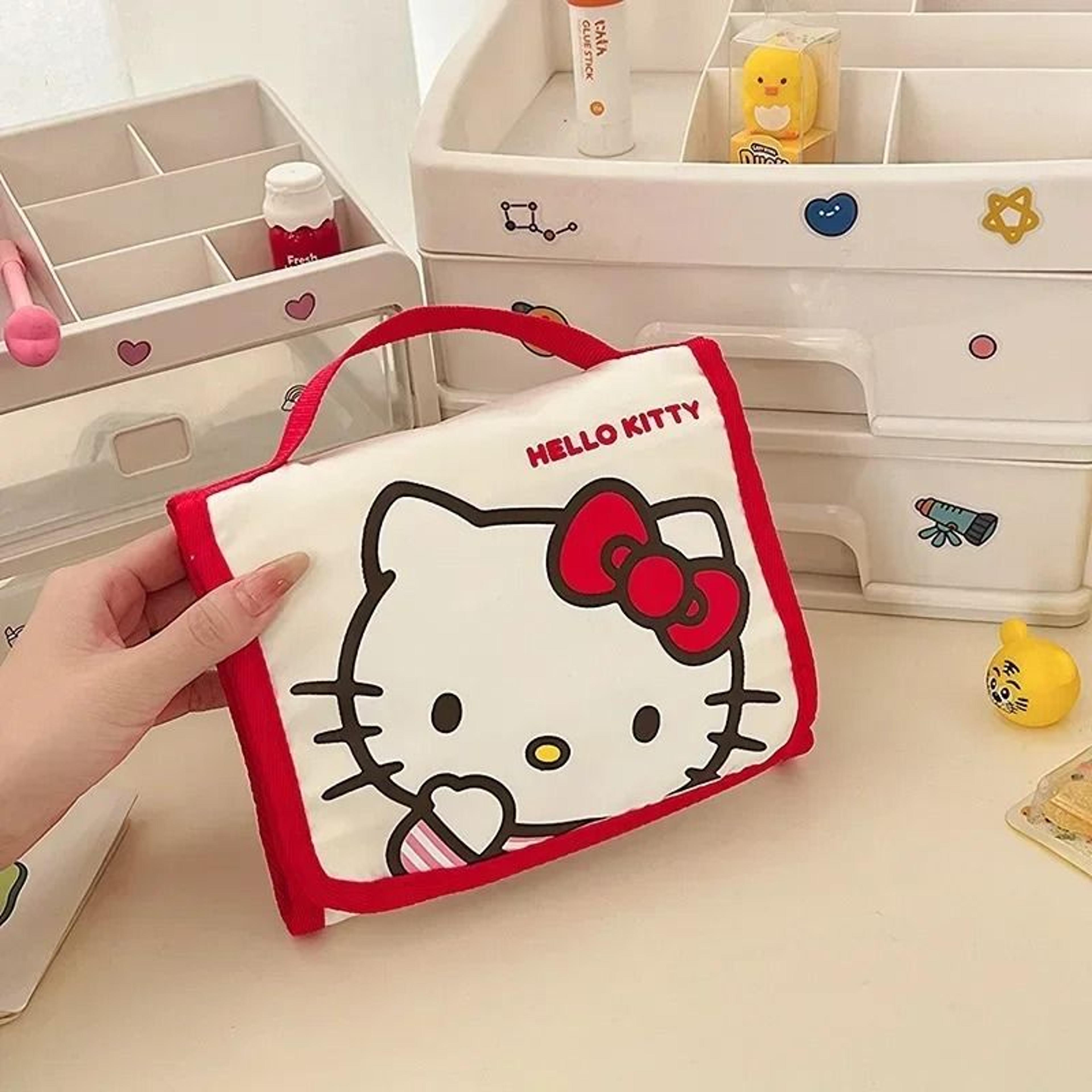 Large Capacity Kawaii Cartoon Makeup Bag Folding Travel Cosmetic Organizer 4