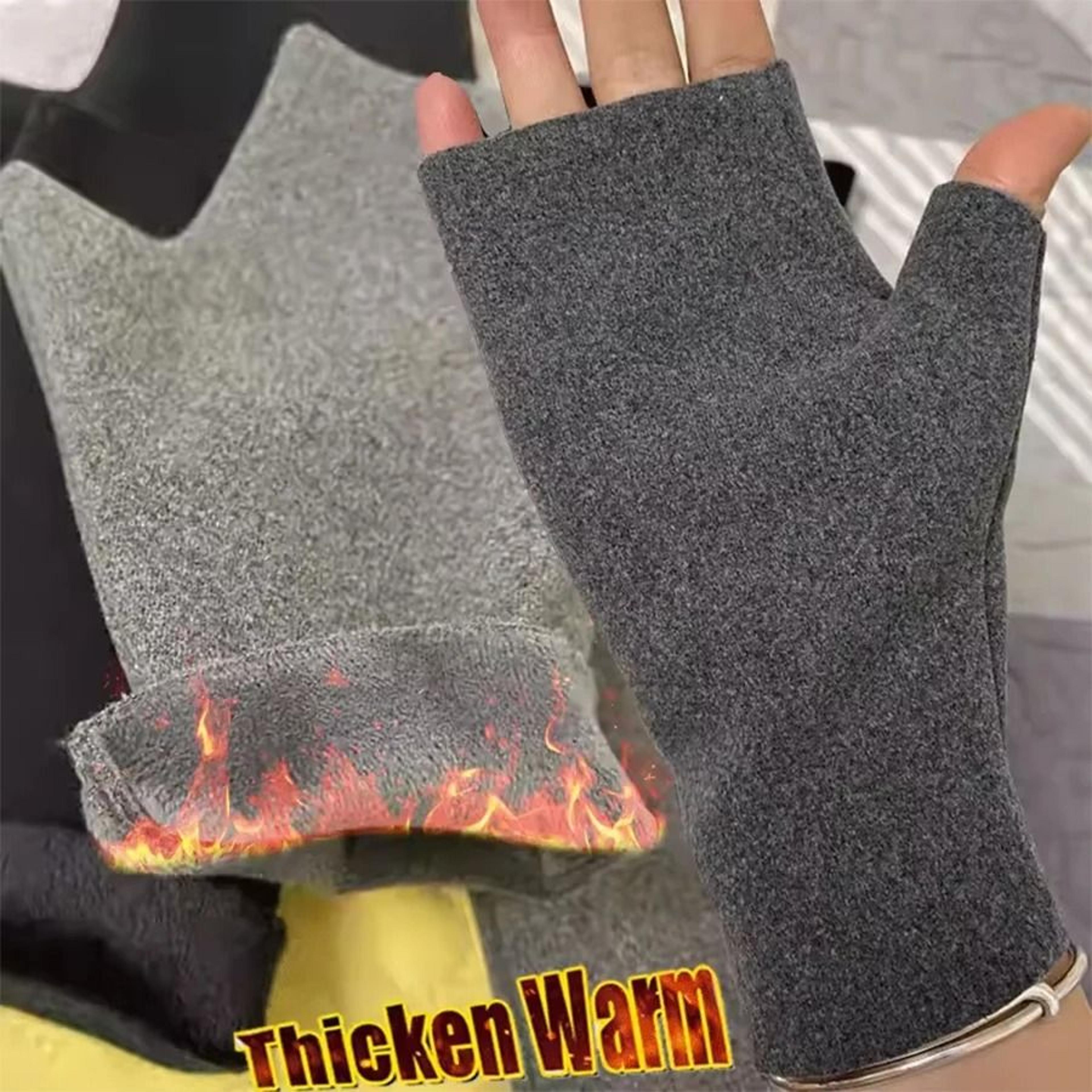 Warm Velvet Half Finger Gloves Open Finger Winter Gloves For Women 7