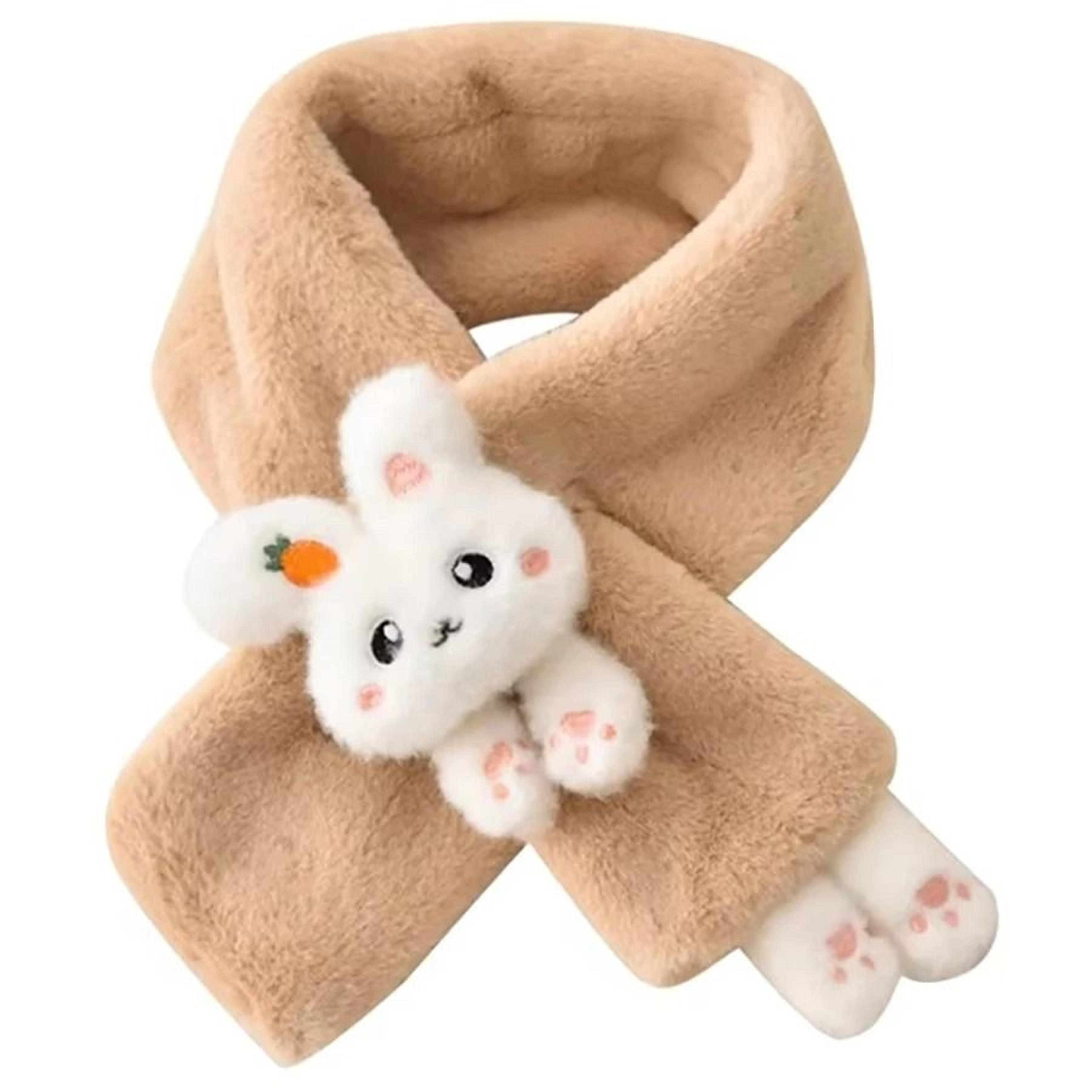 Cute Plush Rabbit Winter Scarf Warm Cross Neck Wrap For Girls And Babies 3