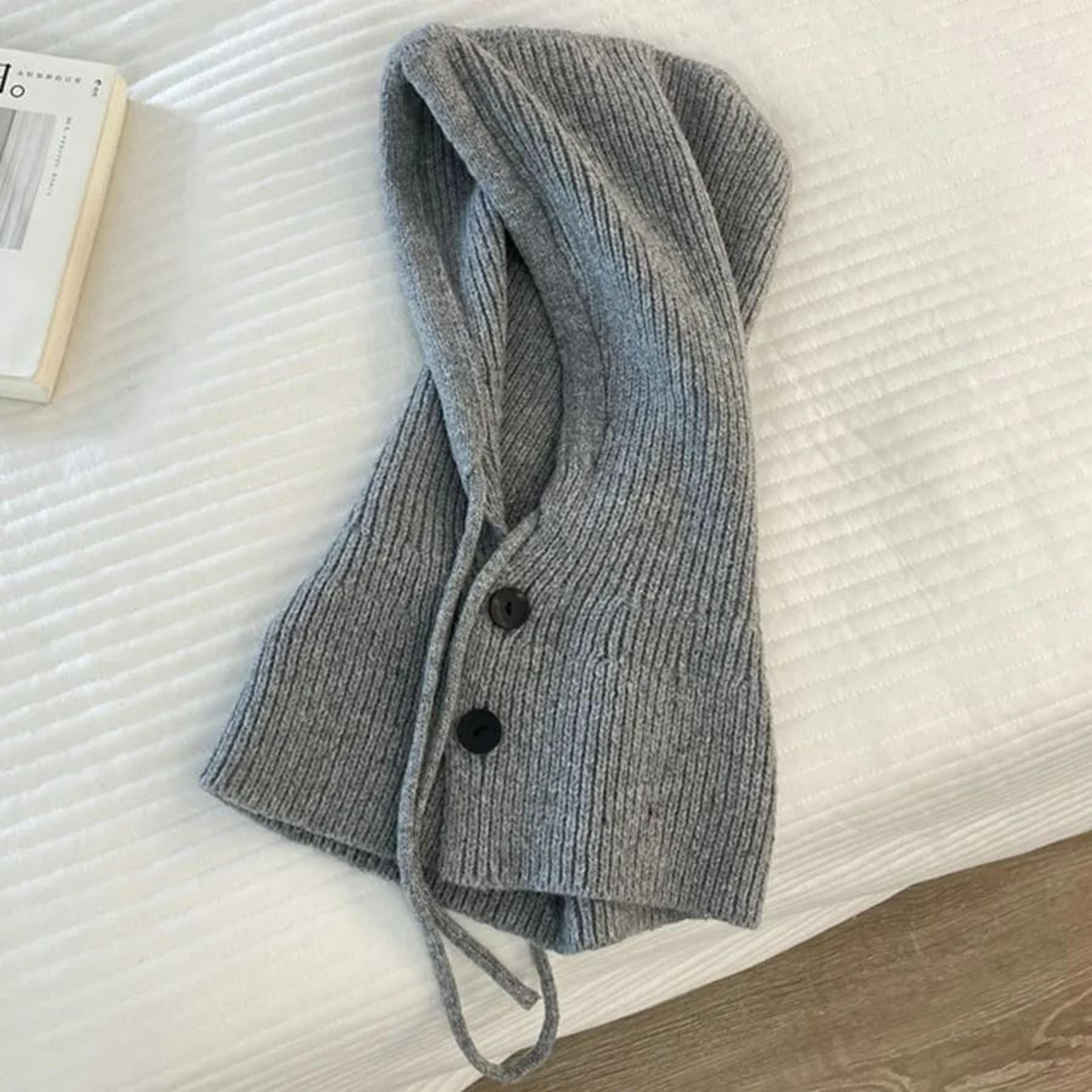 Knitted Hooded Balaclava Beanie With Neck Cover Warm Winter Hat For Women 0