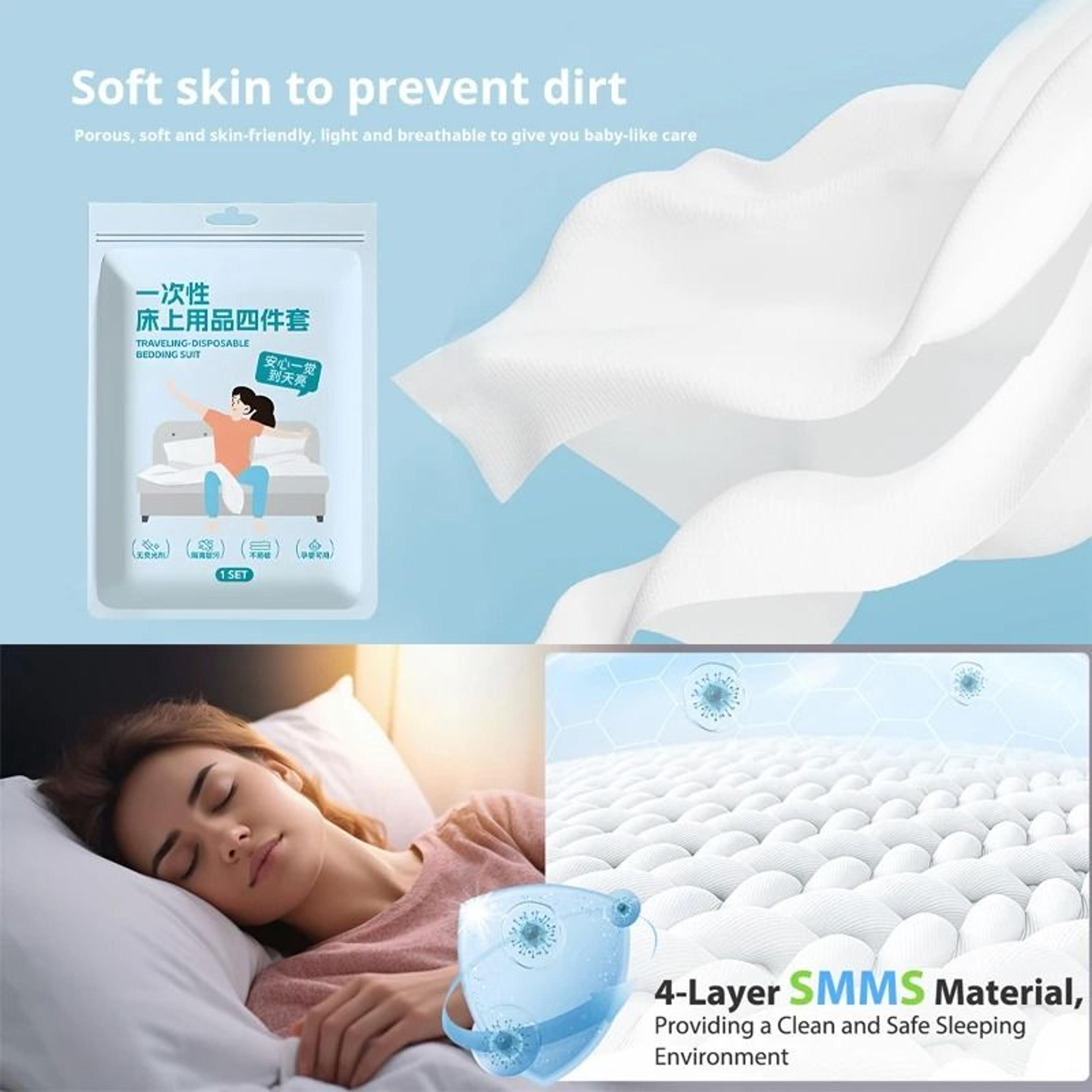 Disposable Travel Bedding Set Thickened Bed Sheet Duvet Cover And Pillowcases 4
