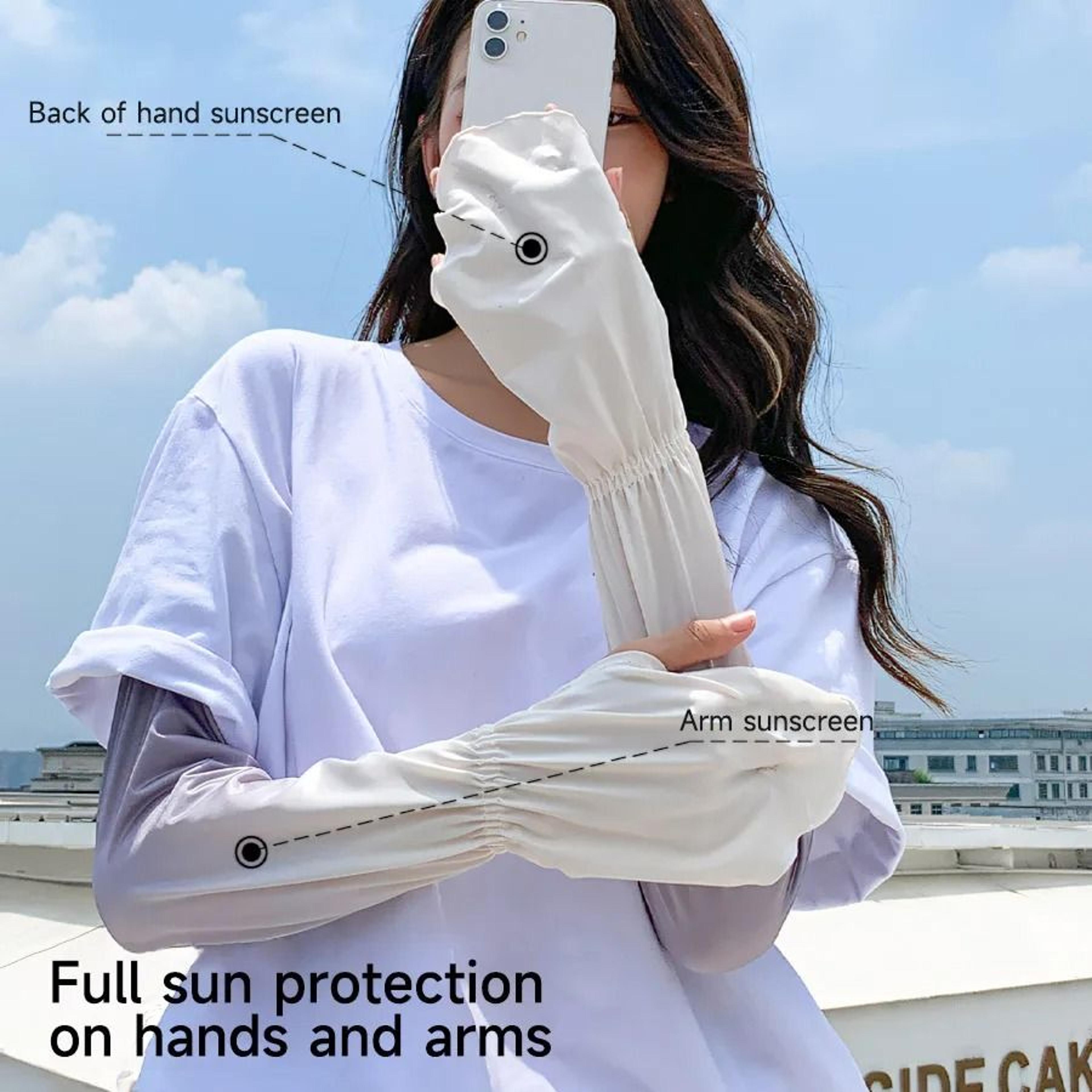 Cooling UV Protection Fingerless Arm Sleeves With Adjustable Gloves For Outdoor Use 10