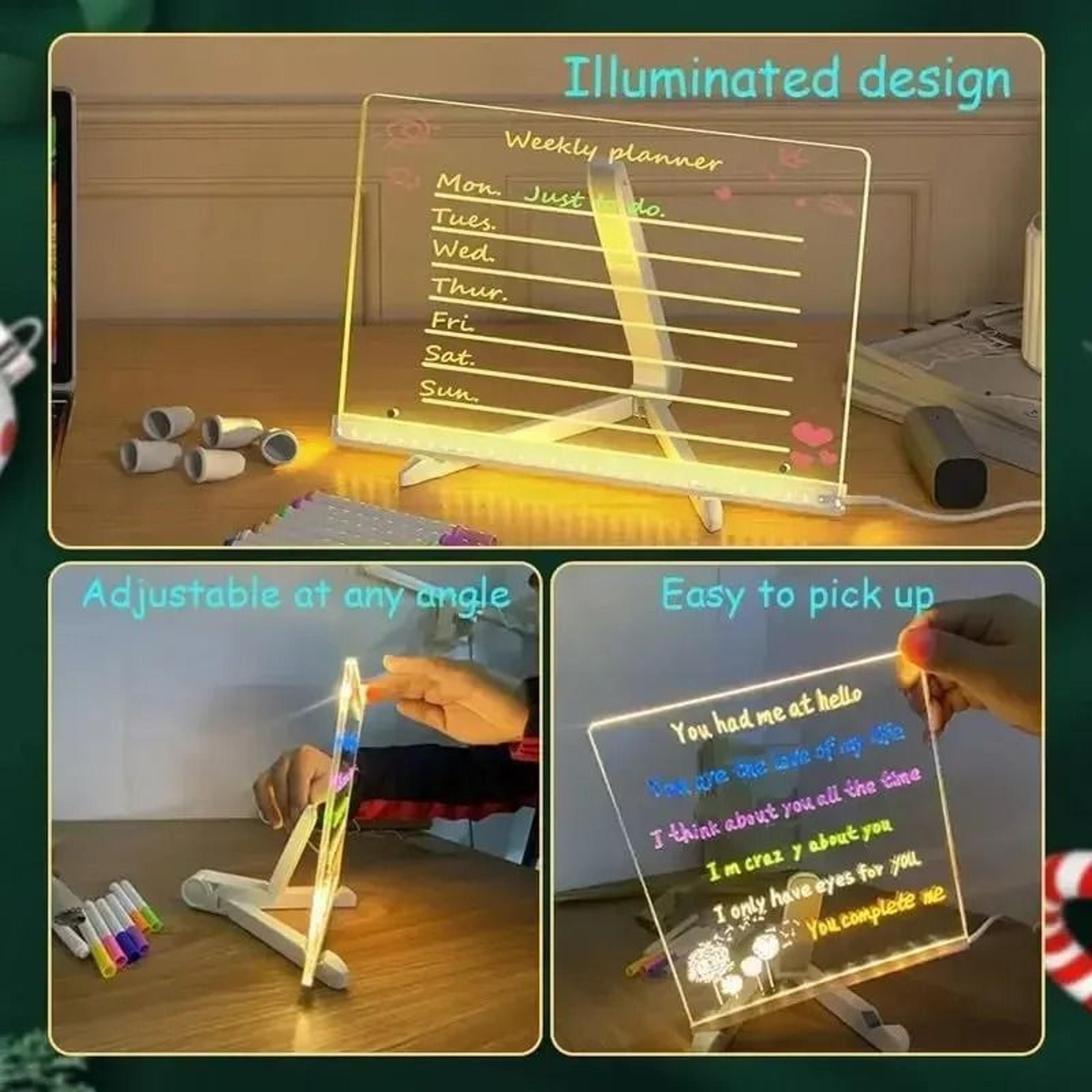 LED Light Up Drawing Board Erasable Glow Board With Markers For Kids 8