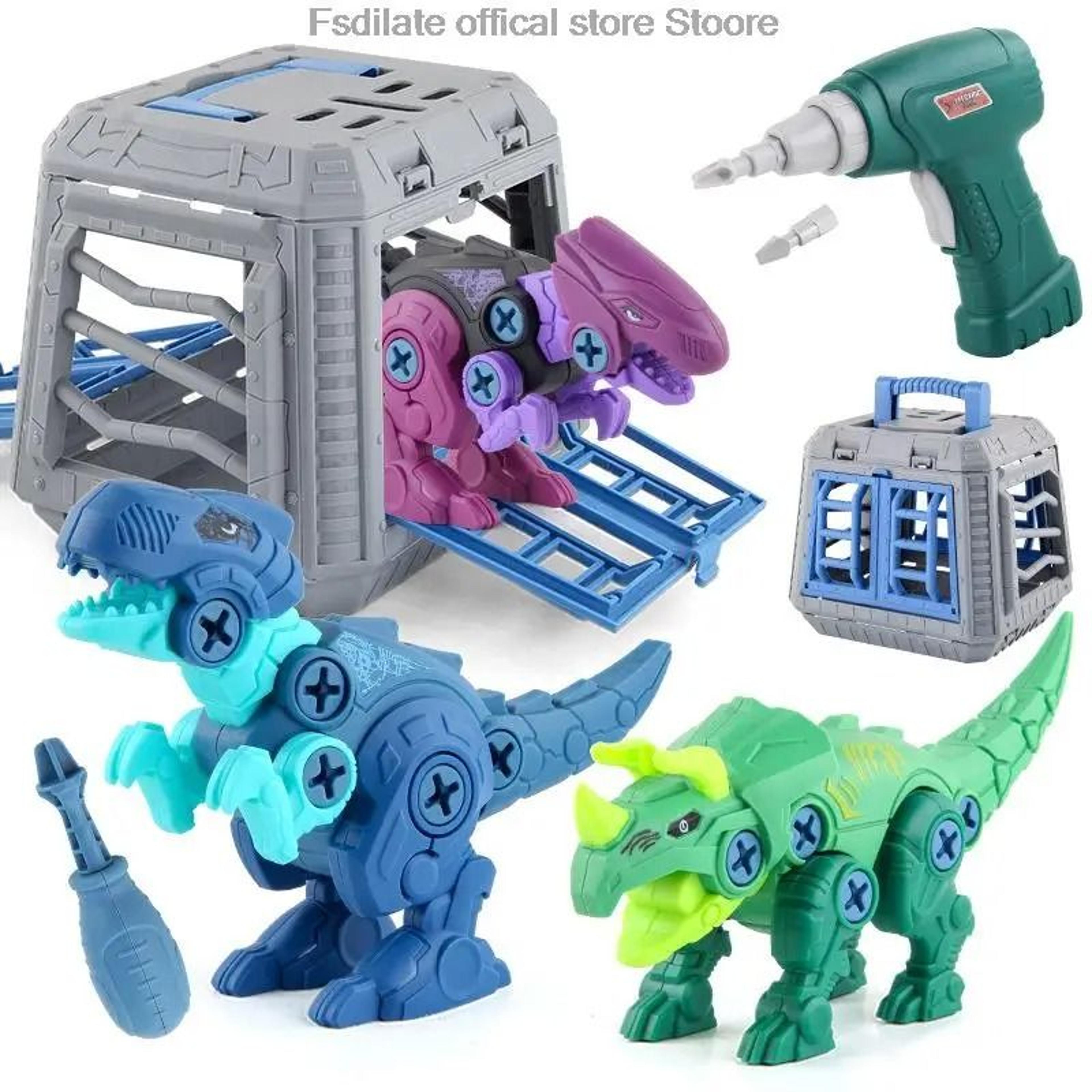 DIY T Rex Dinosaur Building Block Toy With Mini Electric Drill For Kids 7