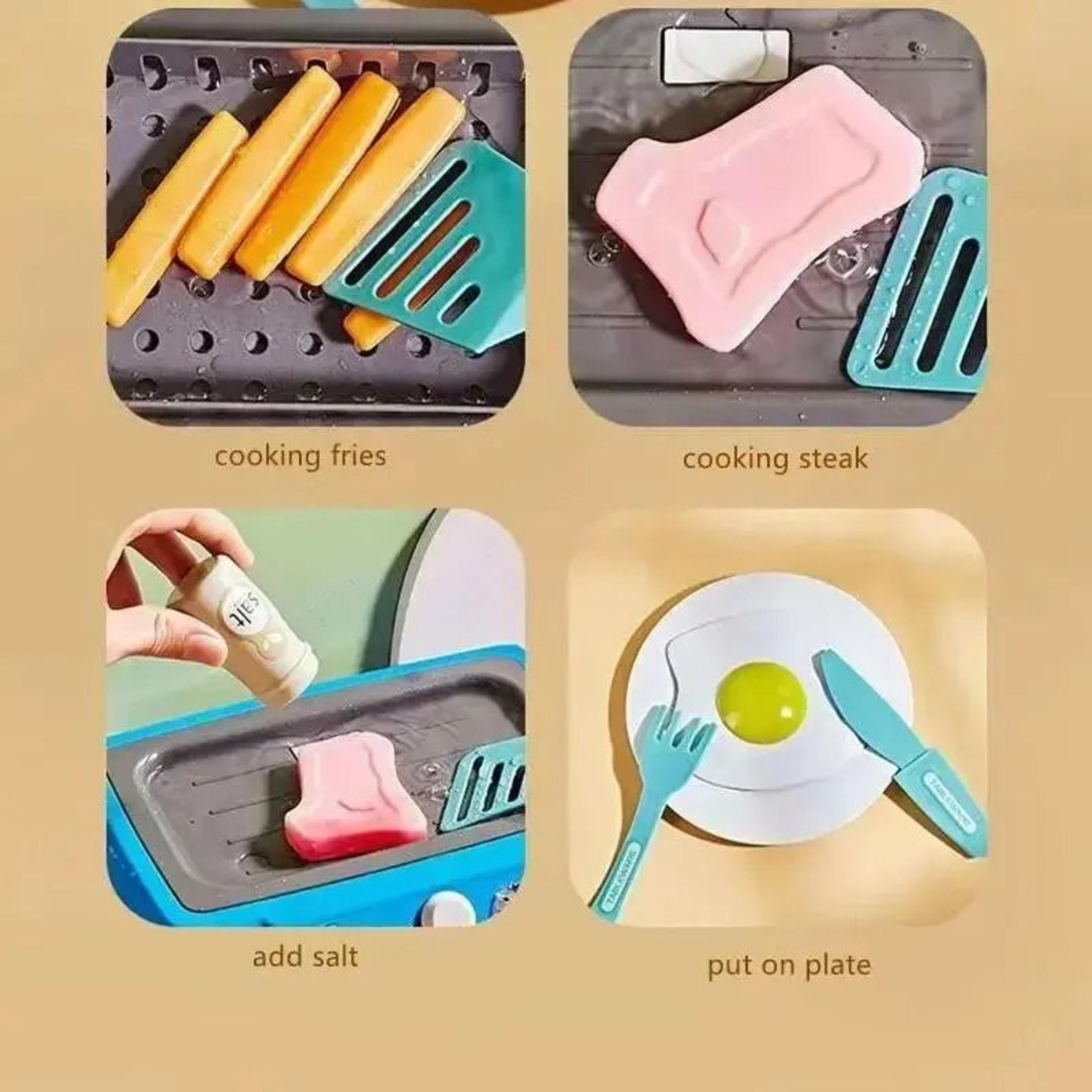 DIY Kids Kitchen Playset Pretend Cooking Toy With 20 Piece Food Set 5