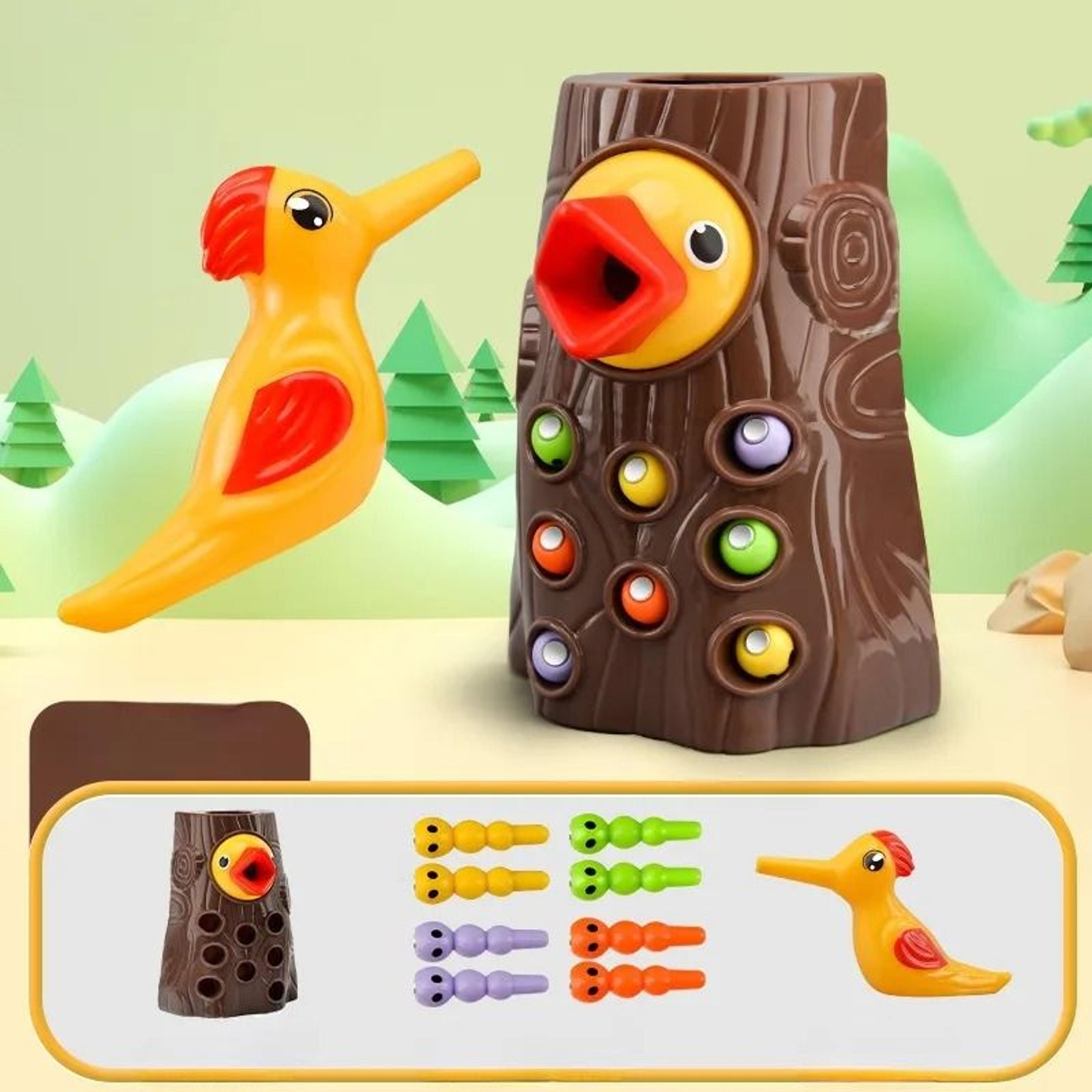 Montessori Woodpecker Feeding Game Magnetic Toy 1