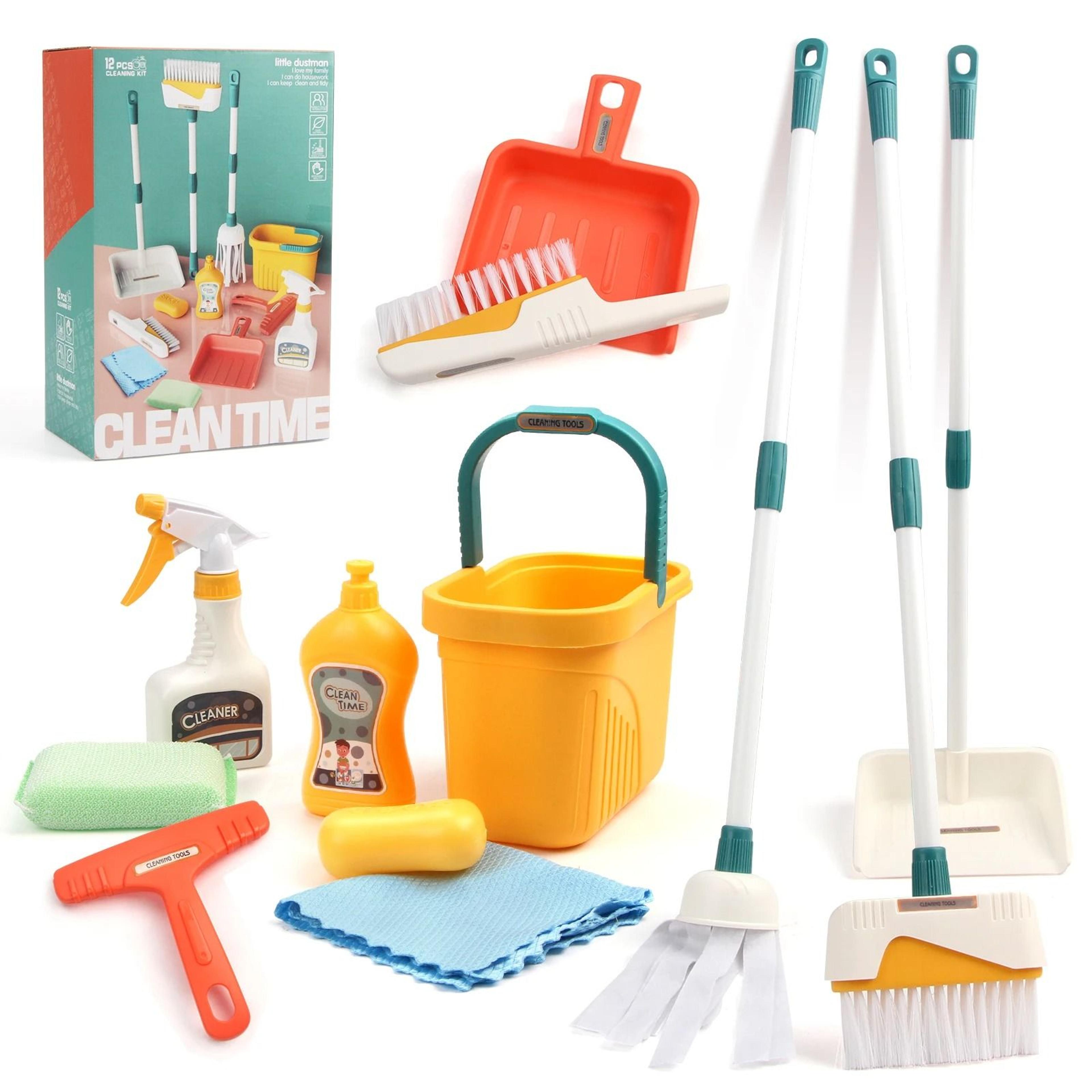 Kids Cleaning Set Play House Toy Pretend Cleaning Kit With Broom Mop And Bucket 0