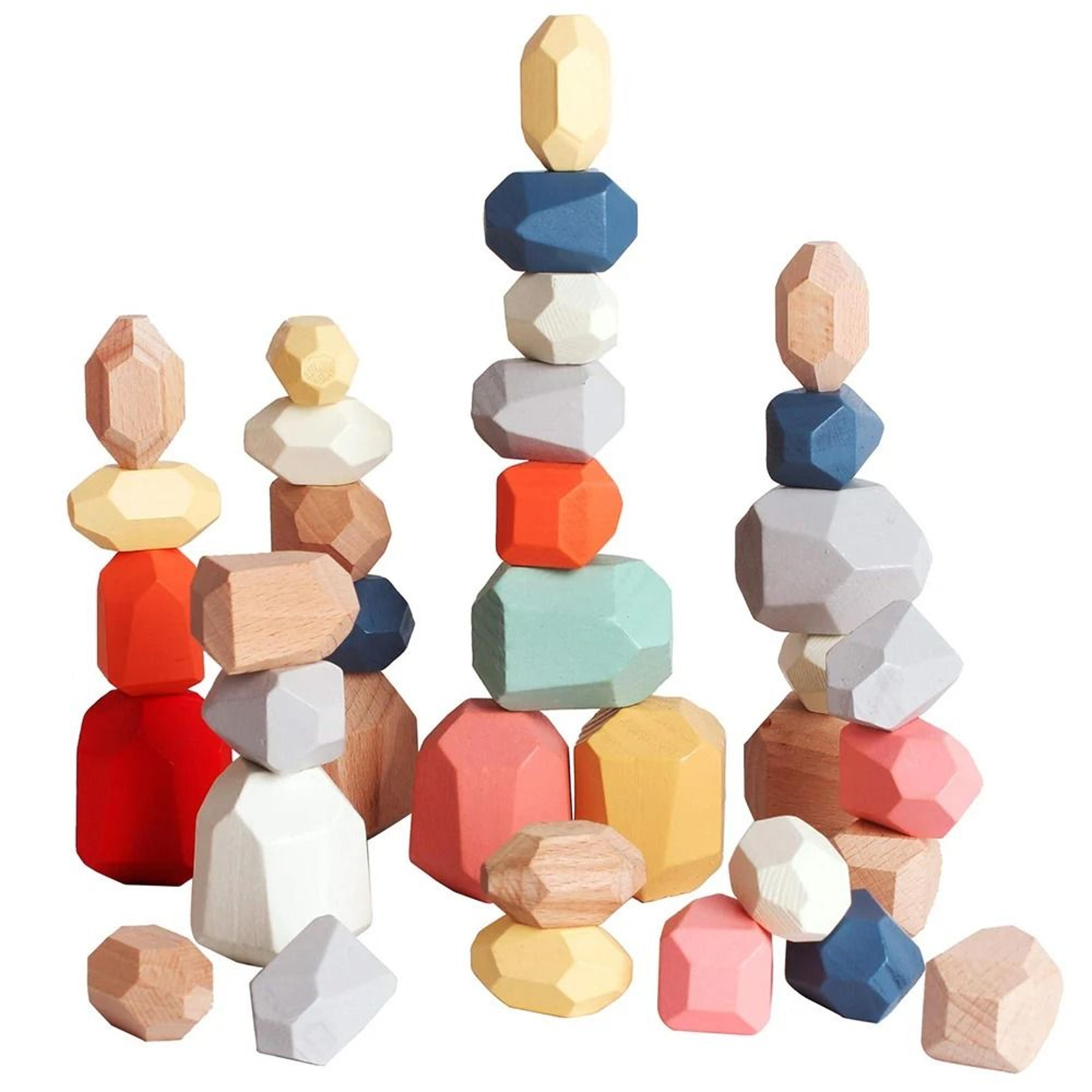 Wooden Stacking Stones Montessori Balance Sorting Toy For Toddlers 0