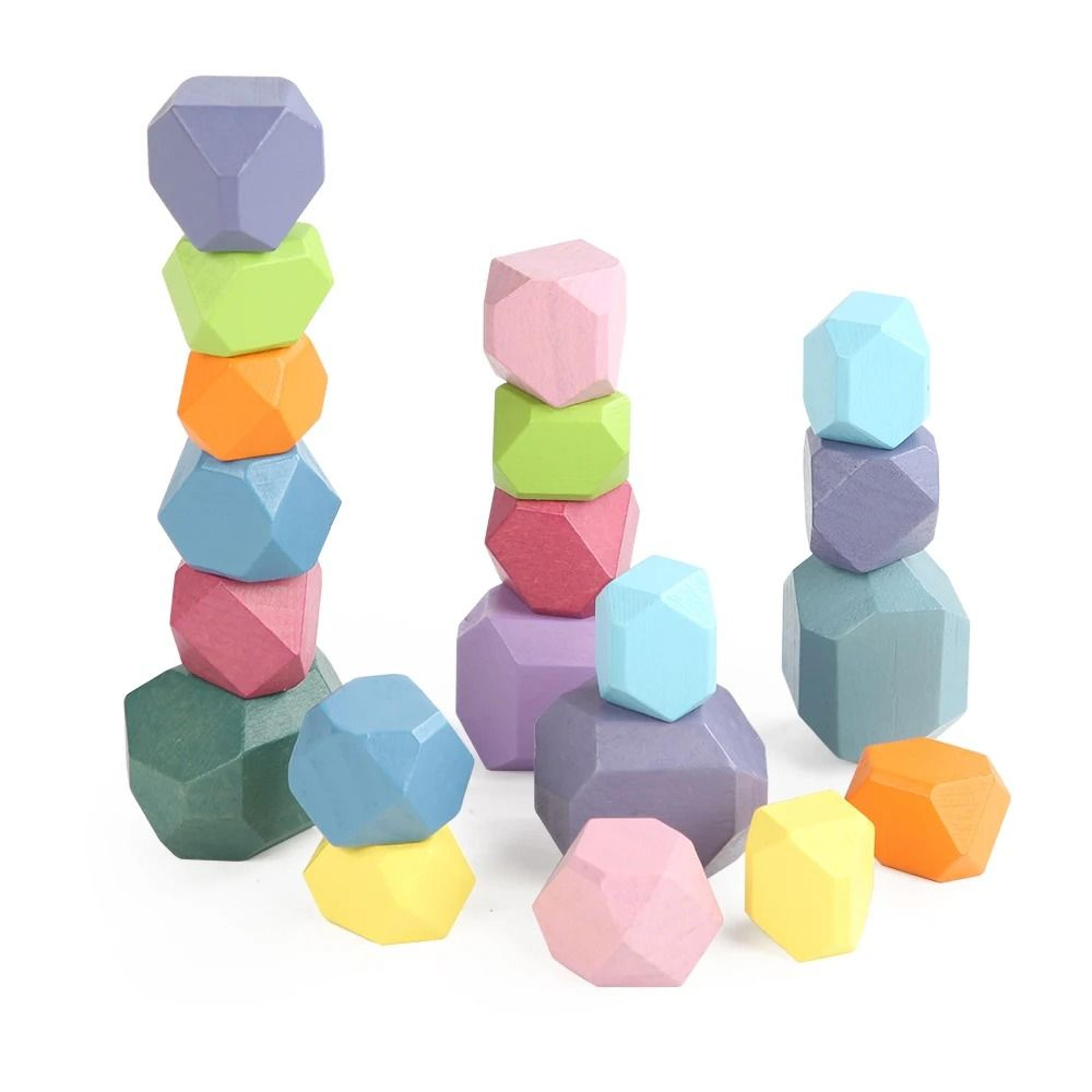 Wooden Stacking Stones Montessori Balance Sorting Toy For Toddlers 12