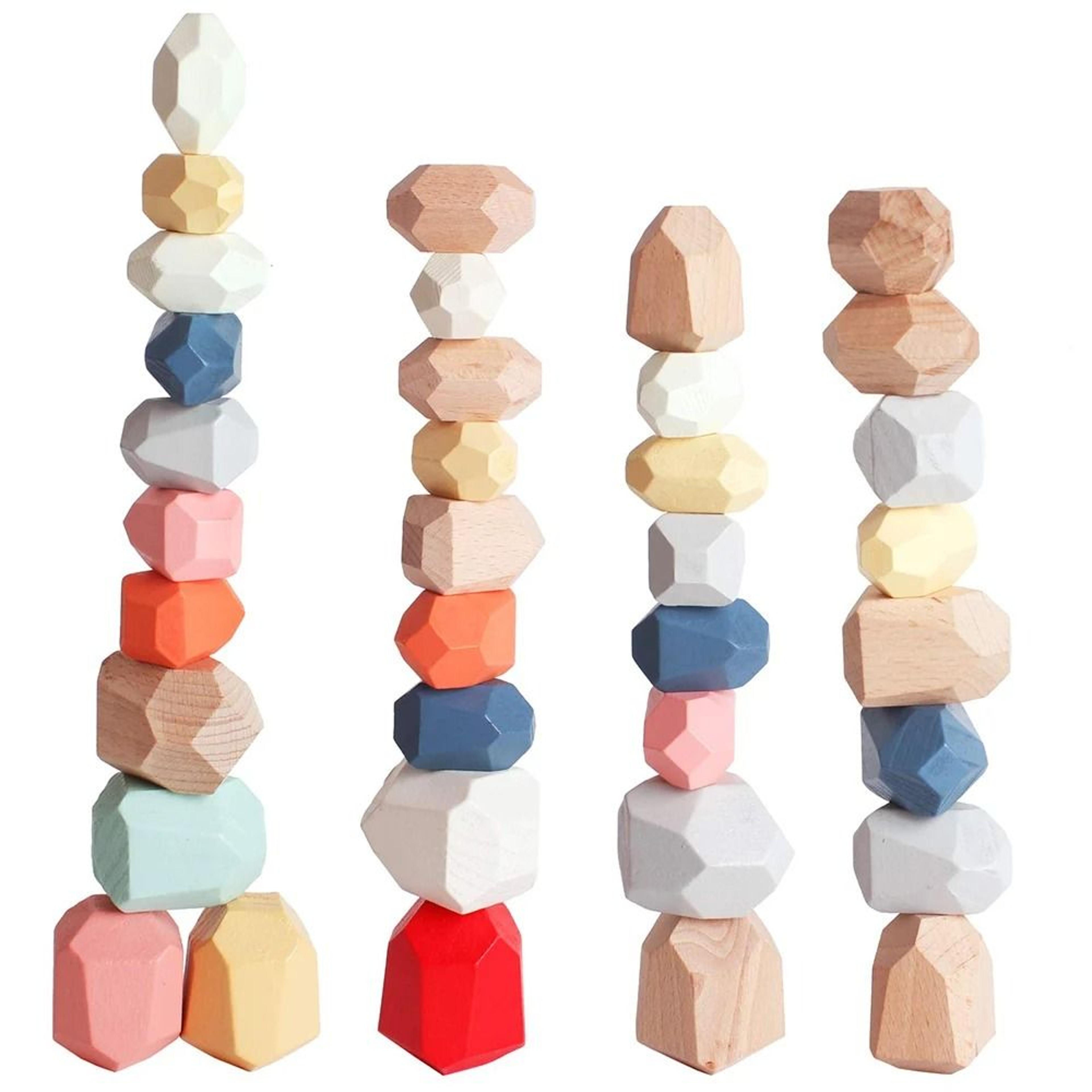 Wooden Stacking Stones Montessori Balance Sorting Toy For Toddlers 15