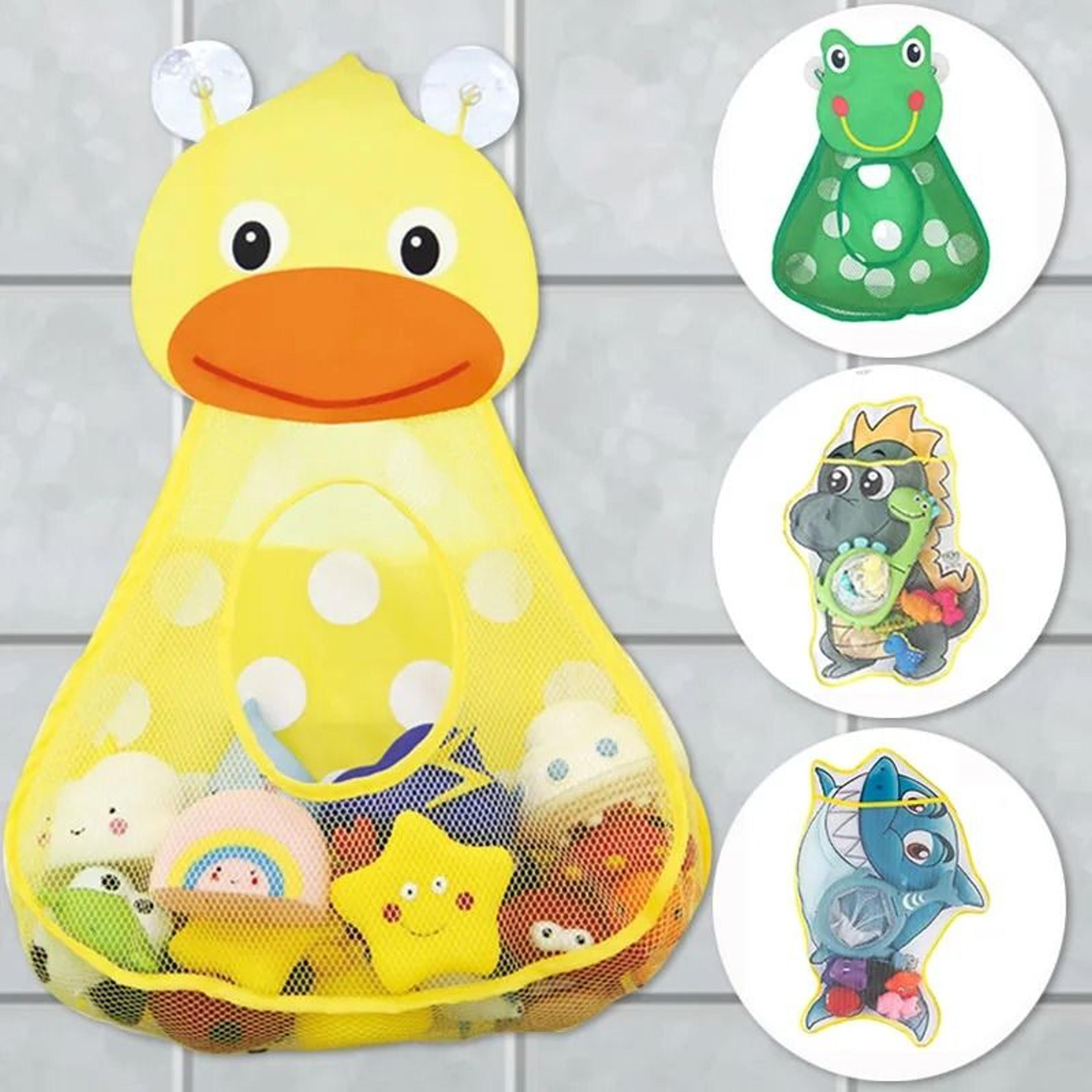 Bath Toy Storage Mesh Net Organizer With Suction Cups Duck Frog Design 0
