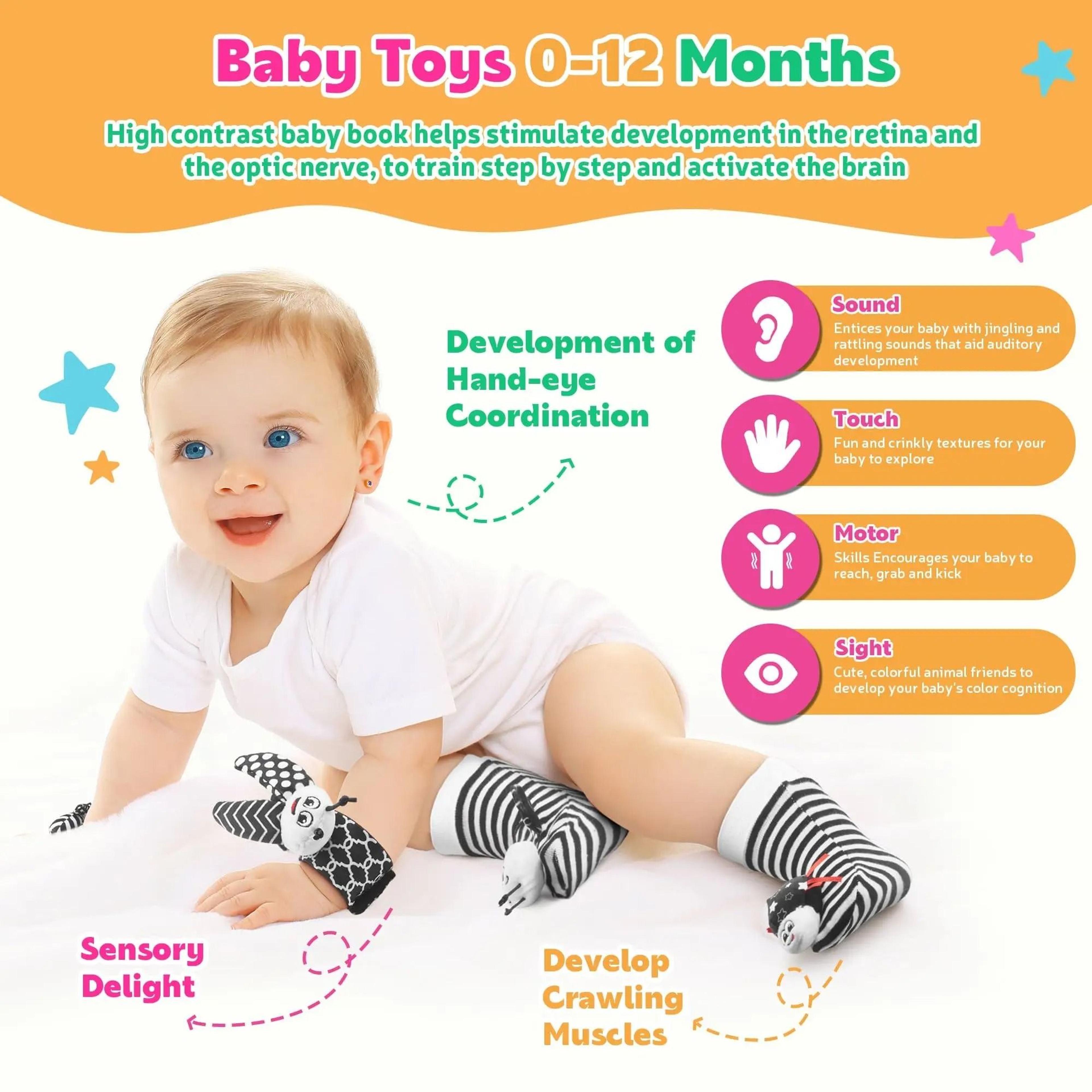 Baby Rattles Toys Set Wrist Rattle Socks And Foot Finder For Newborns 11