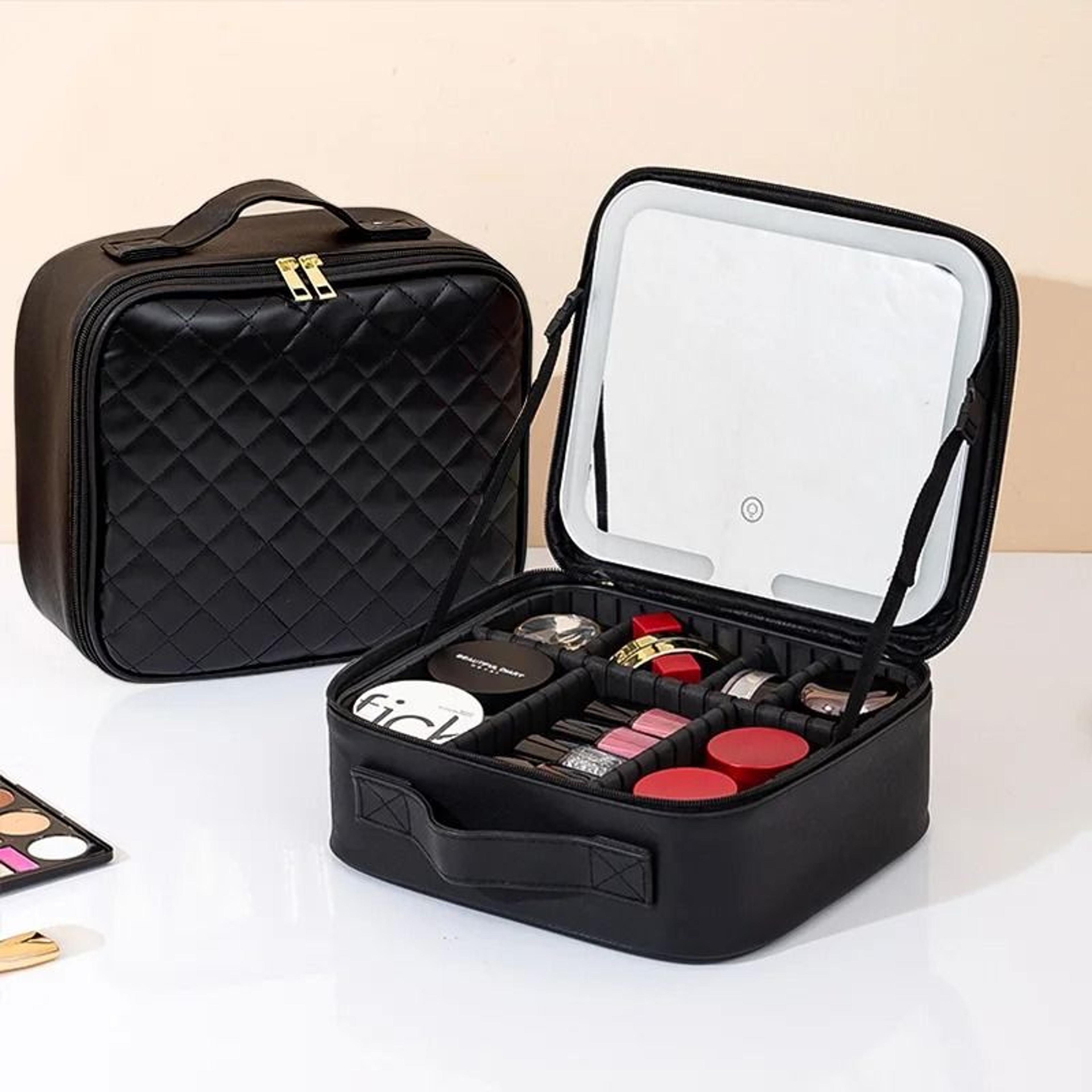 Makeup Bag With LED Mirror Large Capacity Waterproof Organizer 9